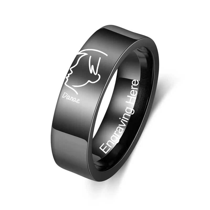 Couple Rings with Name | Kiss Matching Rings | His and Hers Ring with Engraving | 2 Pieces