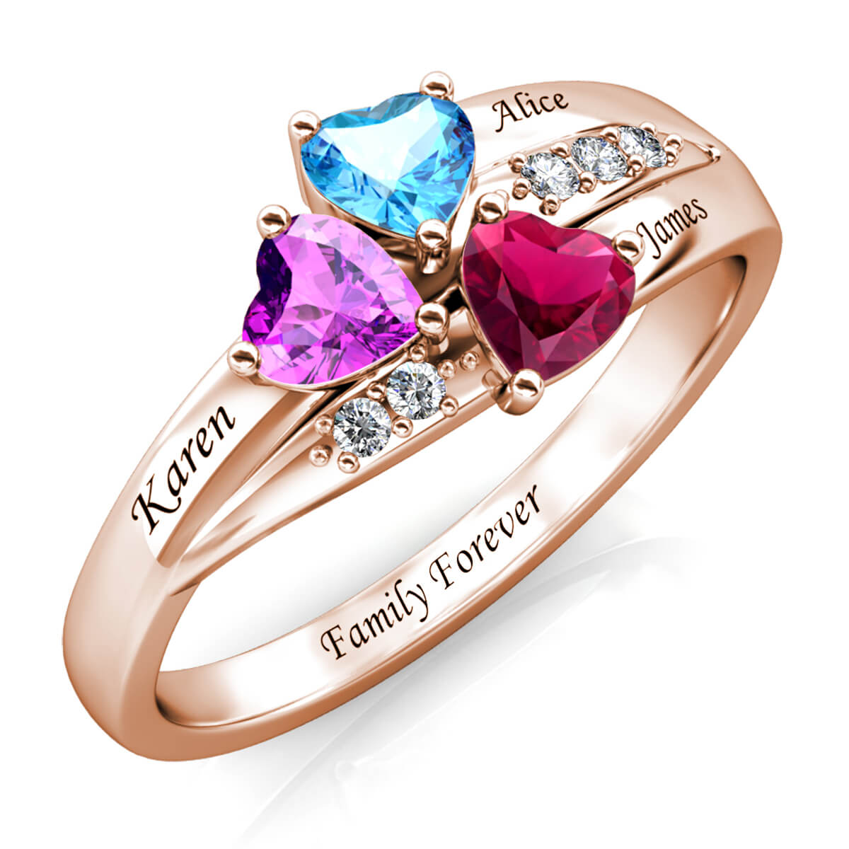 18K Rose Gold Personalised Zircon Ring
