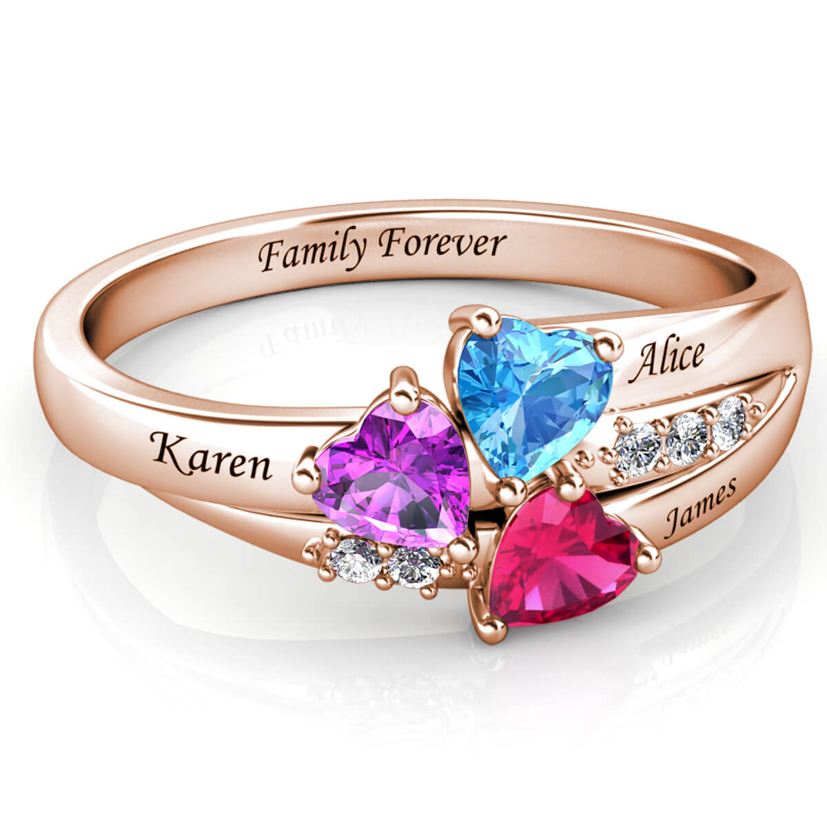 18K Rose Gold Personalised Zircon Ring