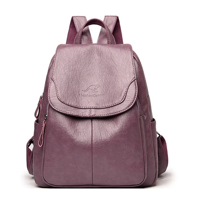 AriaGuard Mini Anti-Theft Leather Backpack