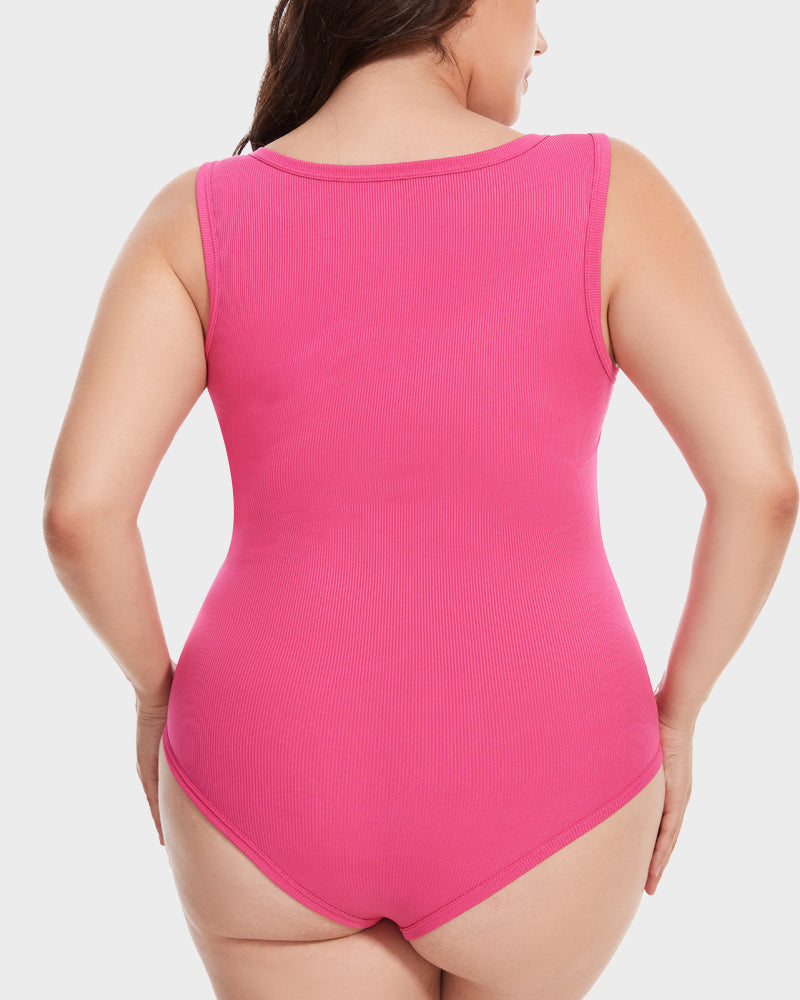 Chic Ribbed Square Neck Bodysuit