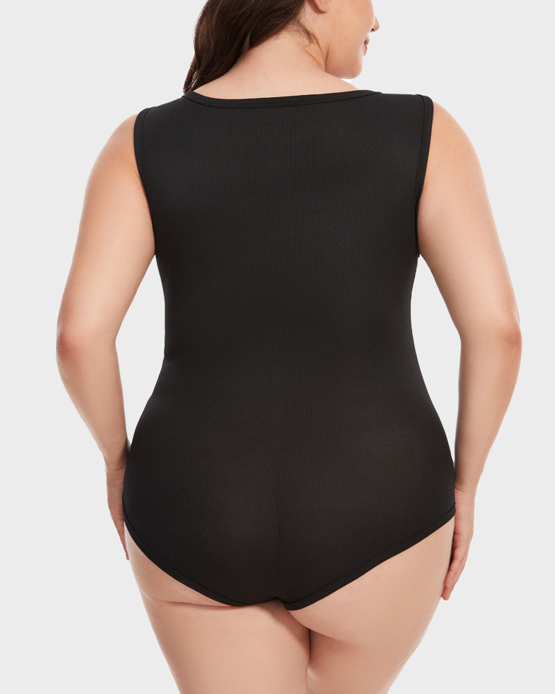 Chic Ribbed Square Neck Bodysuit