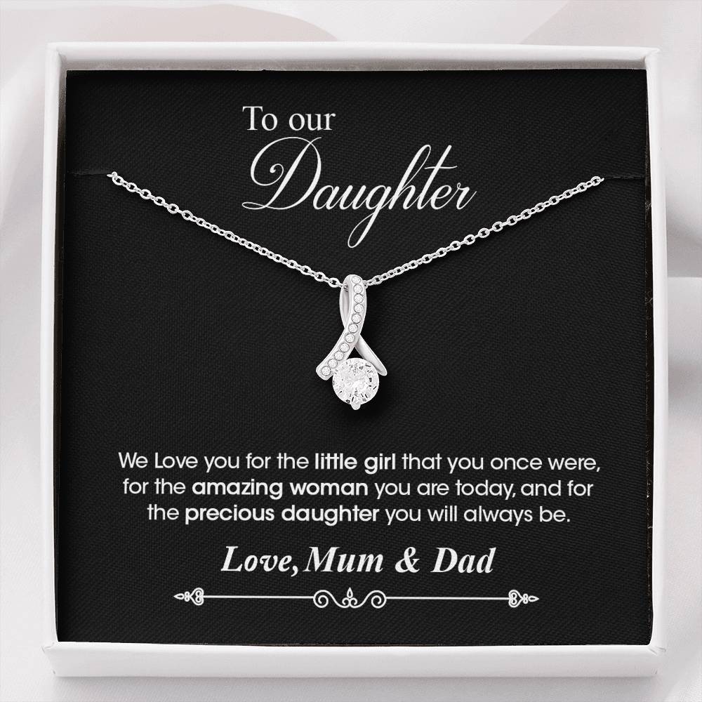 To My Daughter Ribbon Pendant Necklace