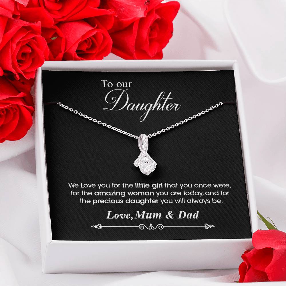 To My Daughter Ribbon Pendant Necklace