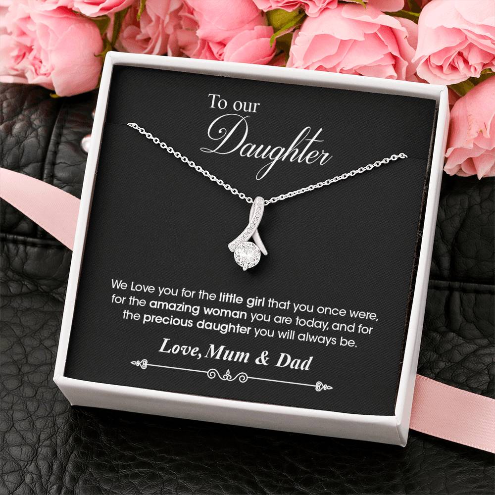 To My Daughter Ribbon Pendant Necklace