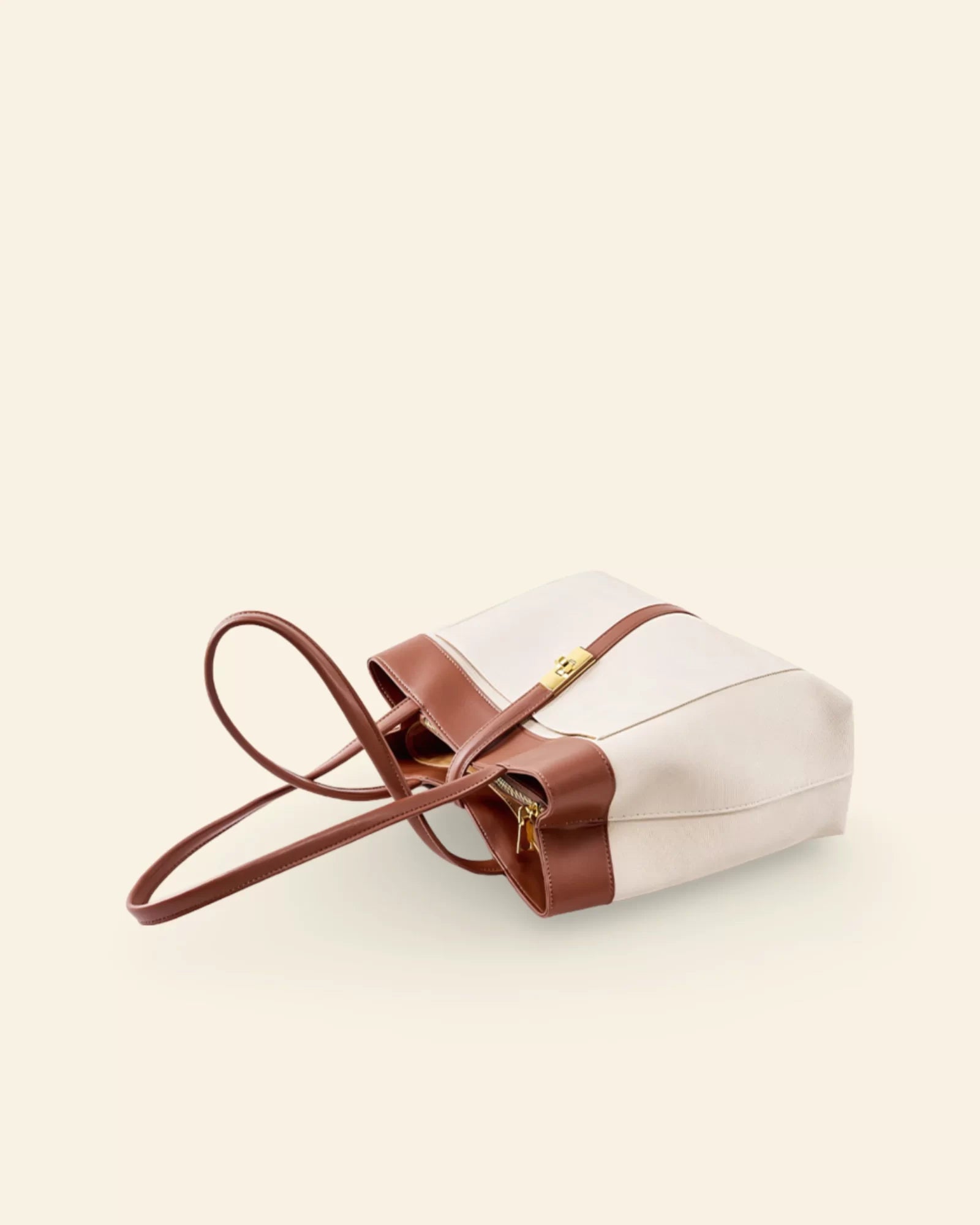 Elegant Harmony Color-Block Leather Tote