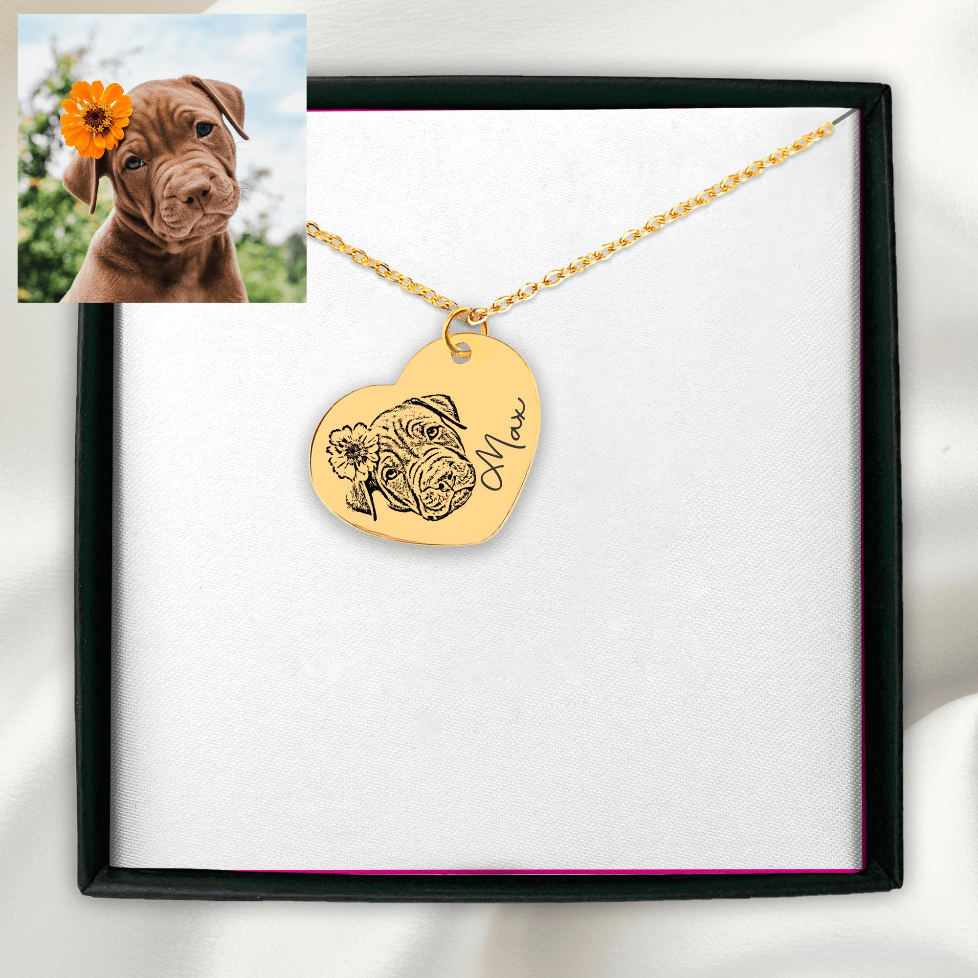Line Art Portrait Heart Necklace