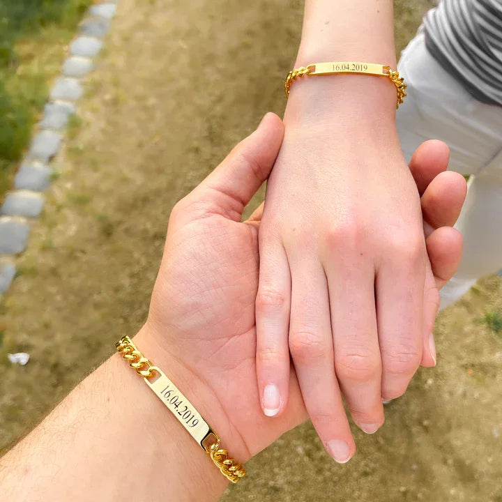 Couple's Engraved Bracelet Set