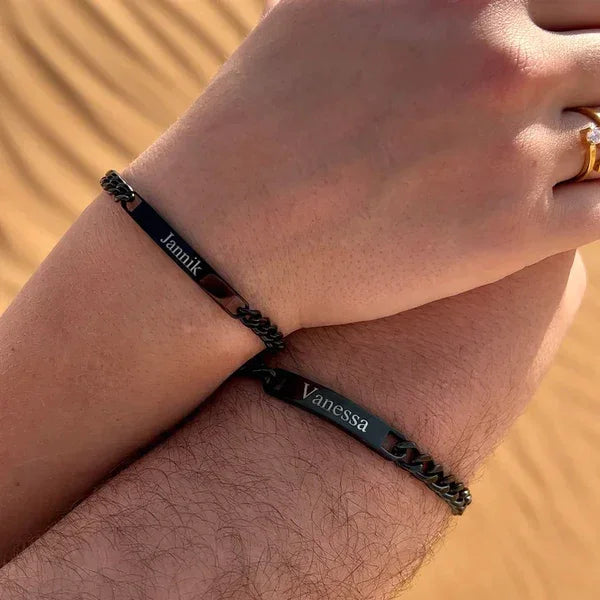 Couple's Engraved Bracelet Set