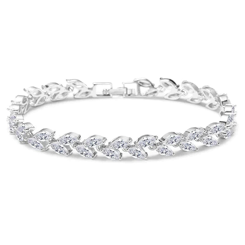 Crystal Leaf Bracelet - UnfoldSerenity