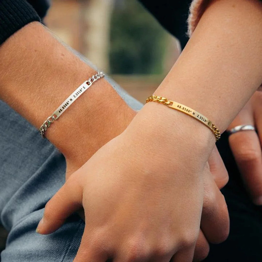 Couple's Engraved Bracelet Set