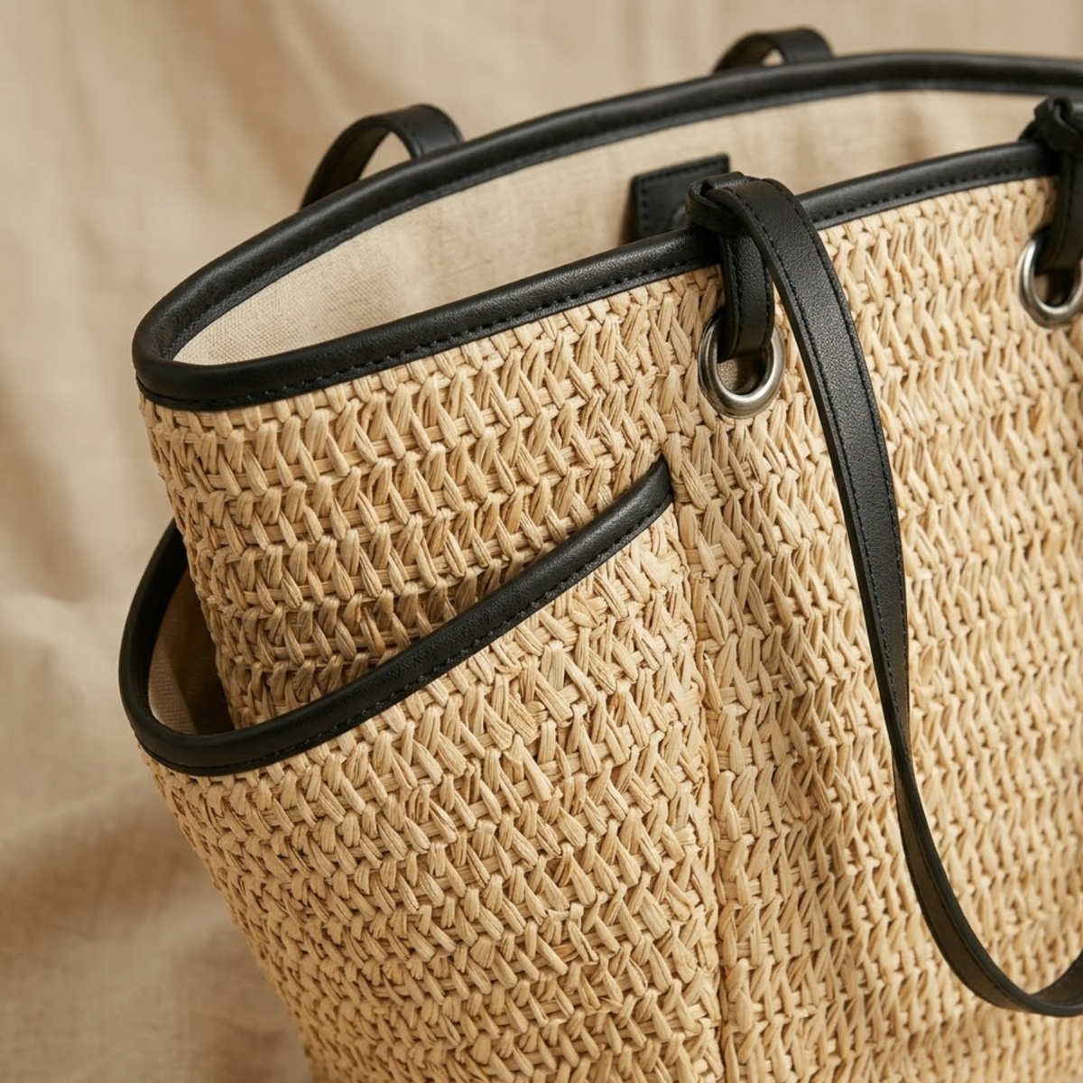 Sac à épaule en paille Phoenix Eye pour la plage – Sac durable