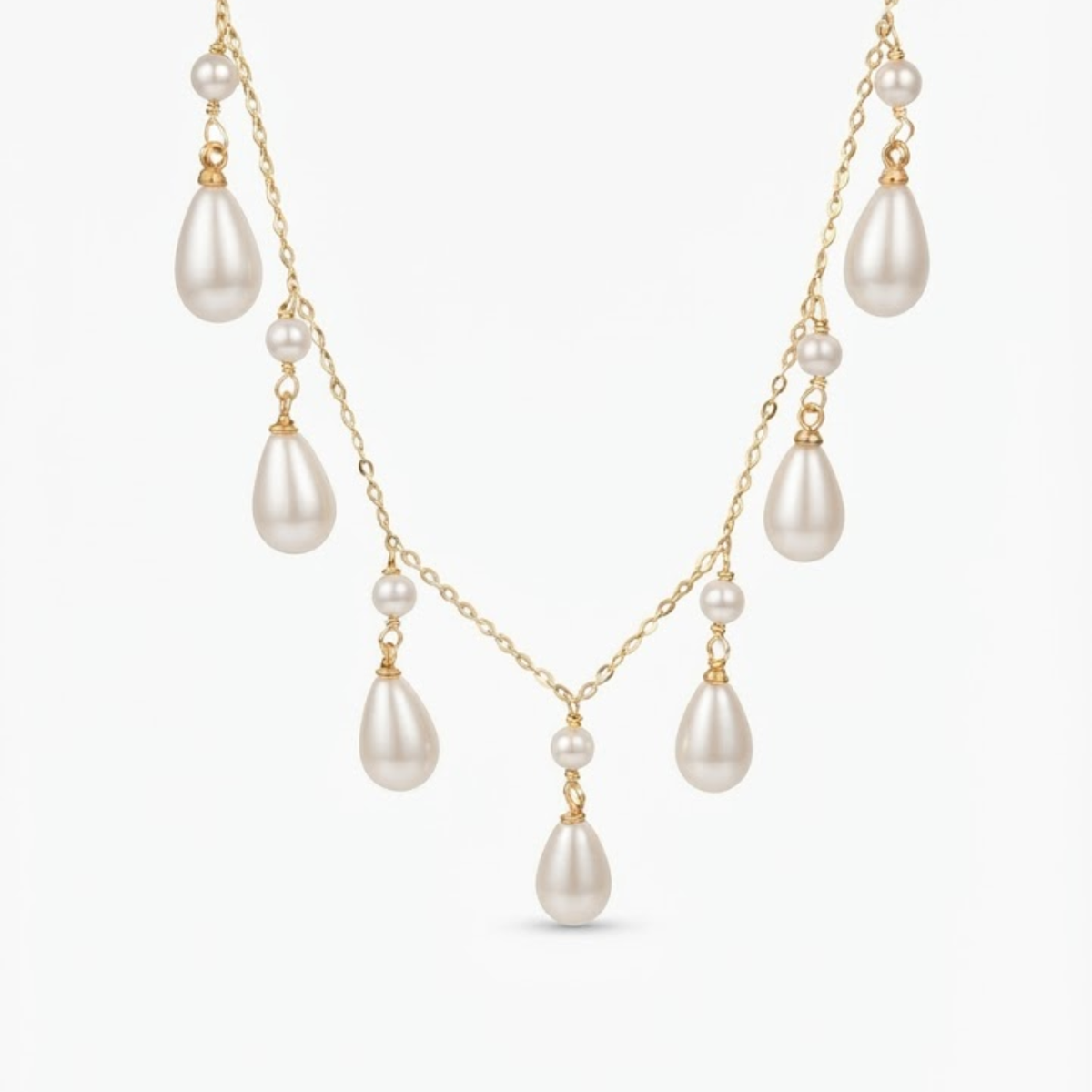 Asteria Sea Shell Pearl Link Necklace