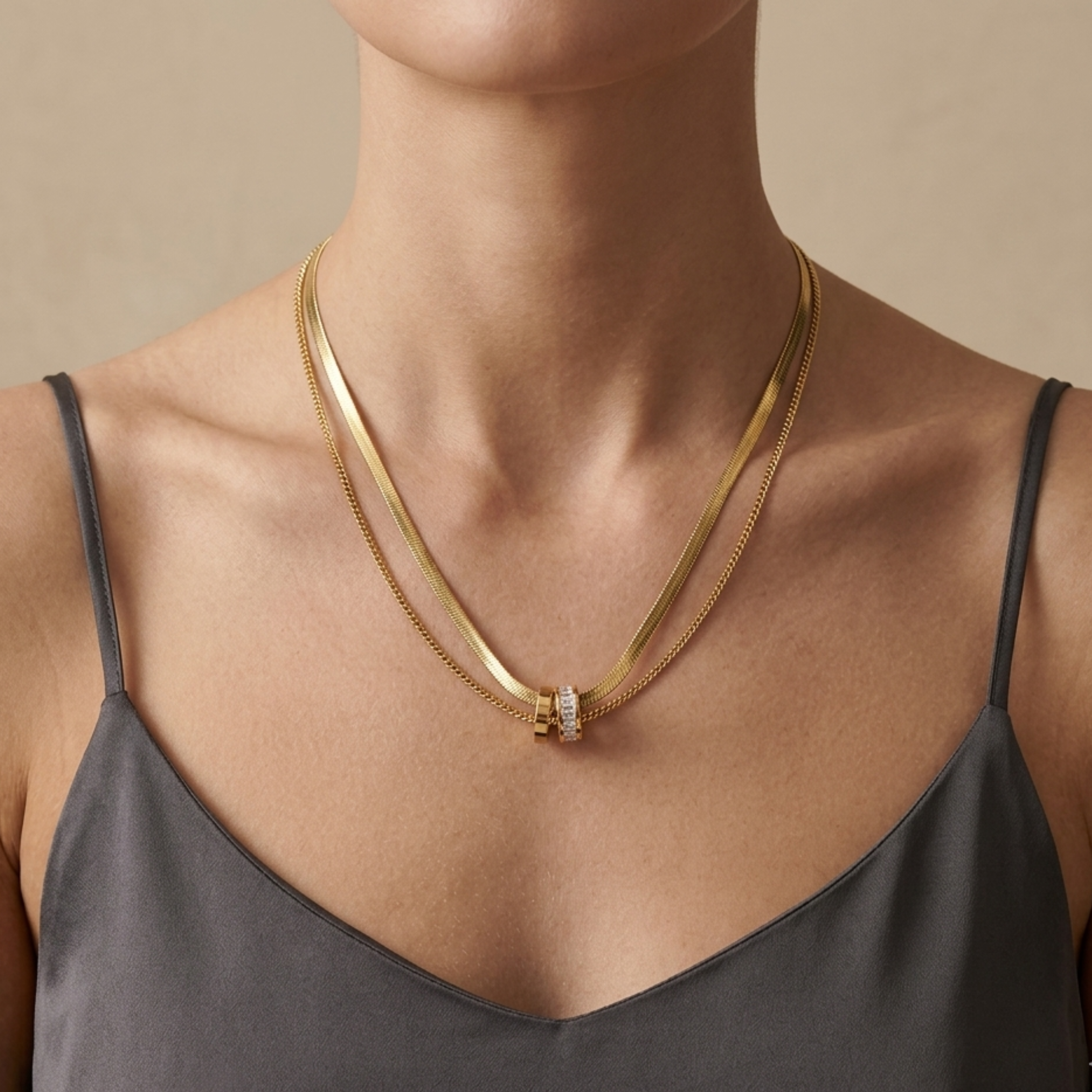 Virelle Gilded Rings Layered Necklace