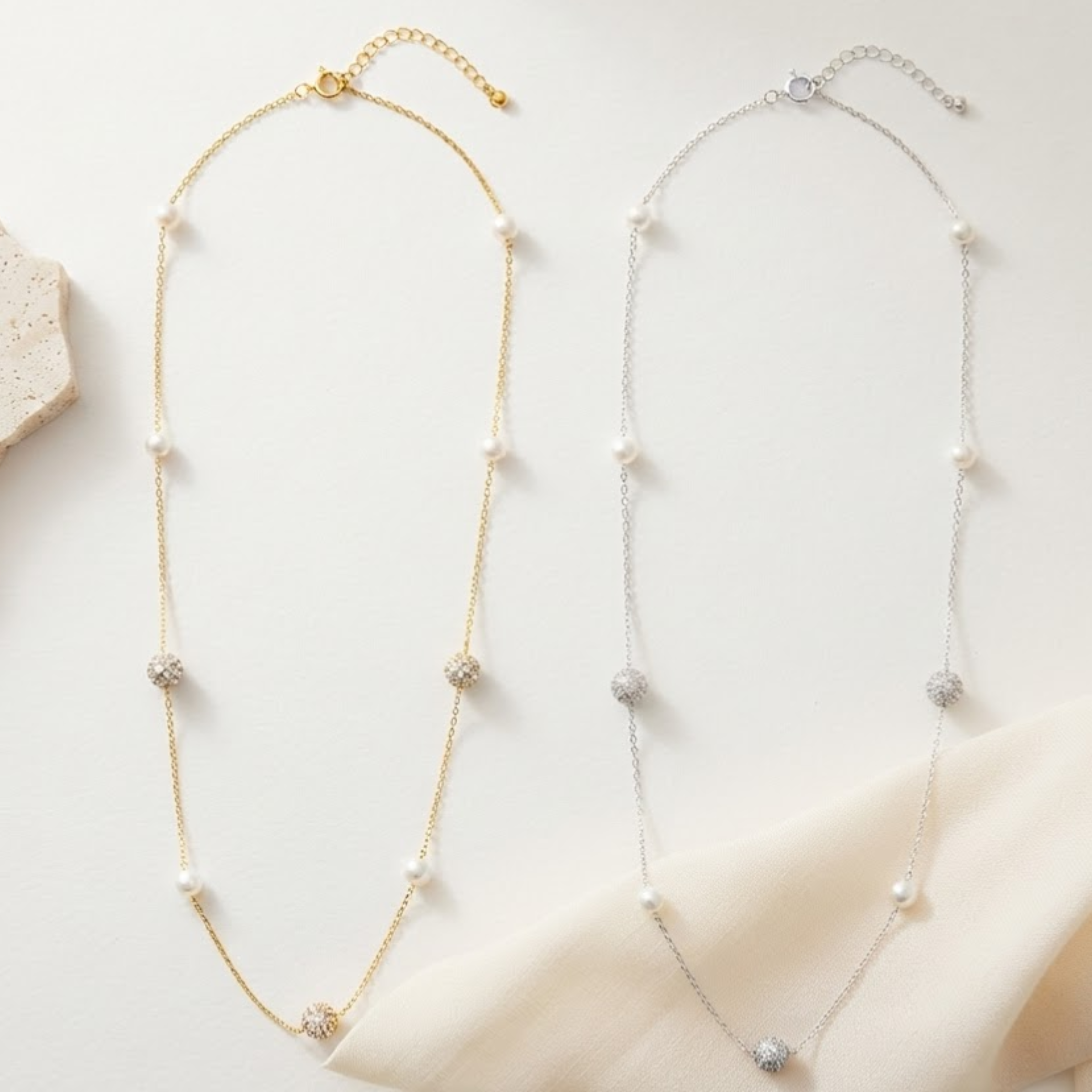 Caelina Zircon Pearl Round Choker Necklace