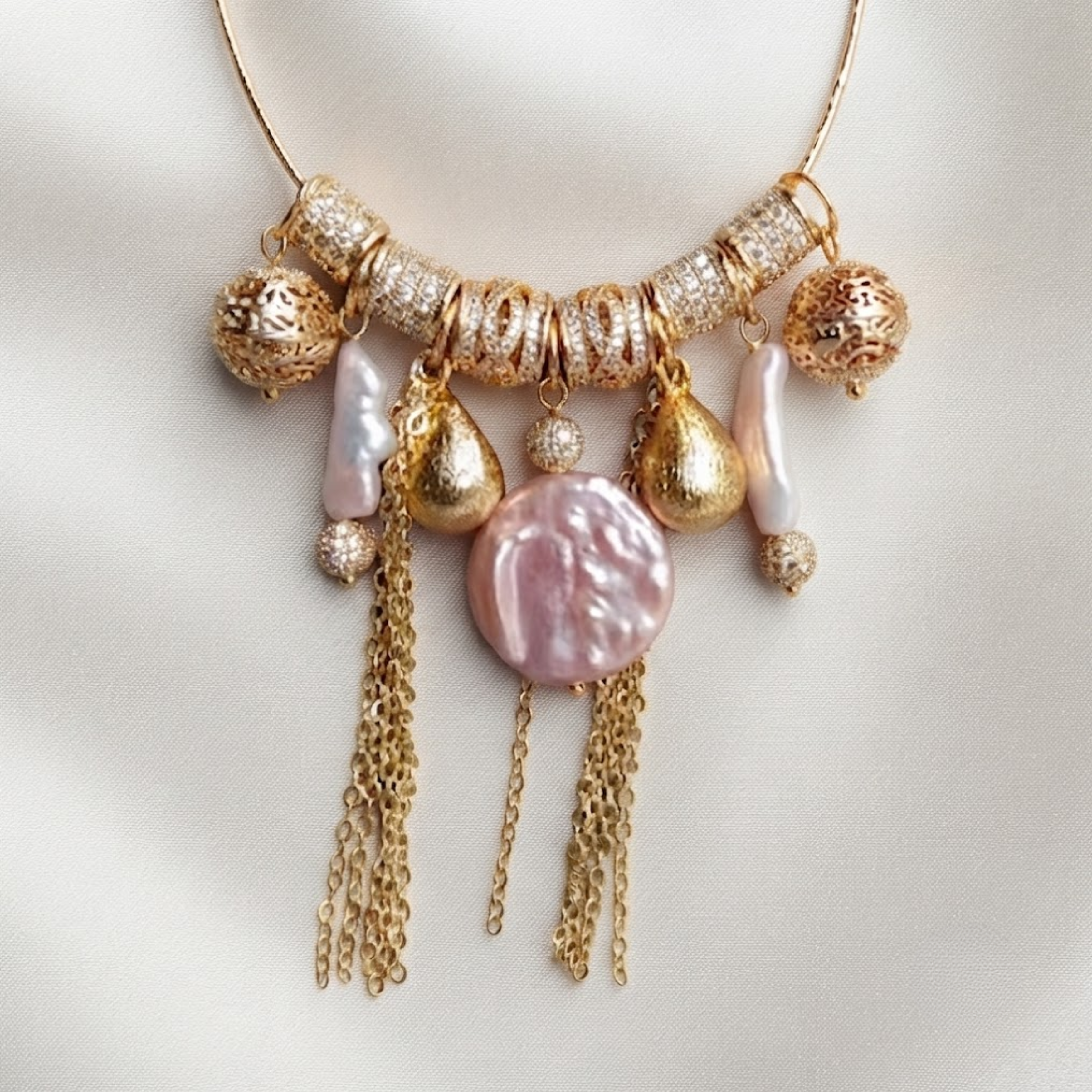 Collana choker Eudora con perle a moneta viola coltivate