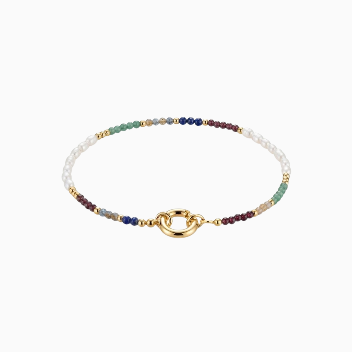 Bracelets - Gold Petite Multi-Colored Beaded Bracelet