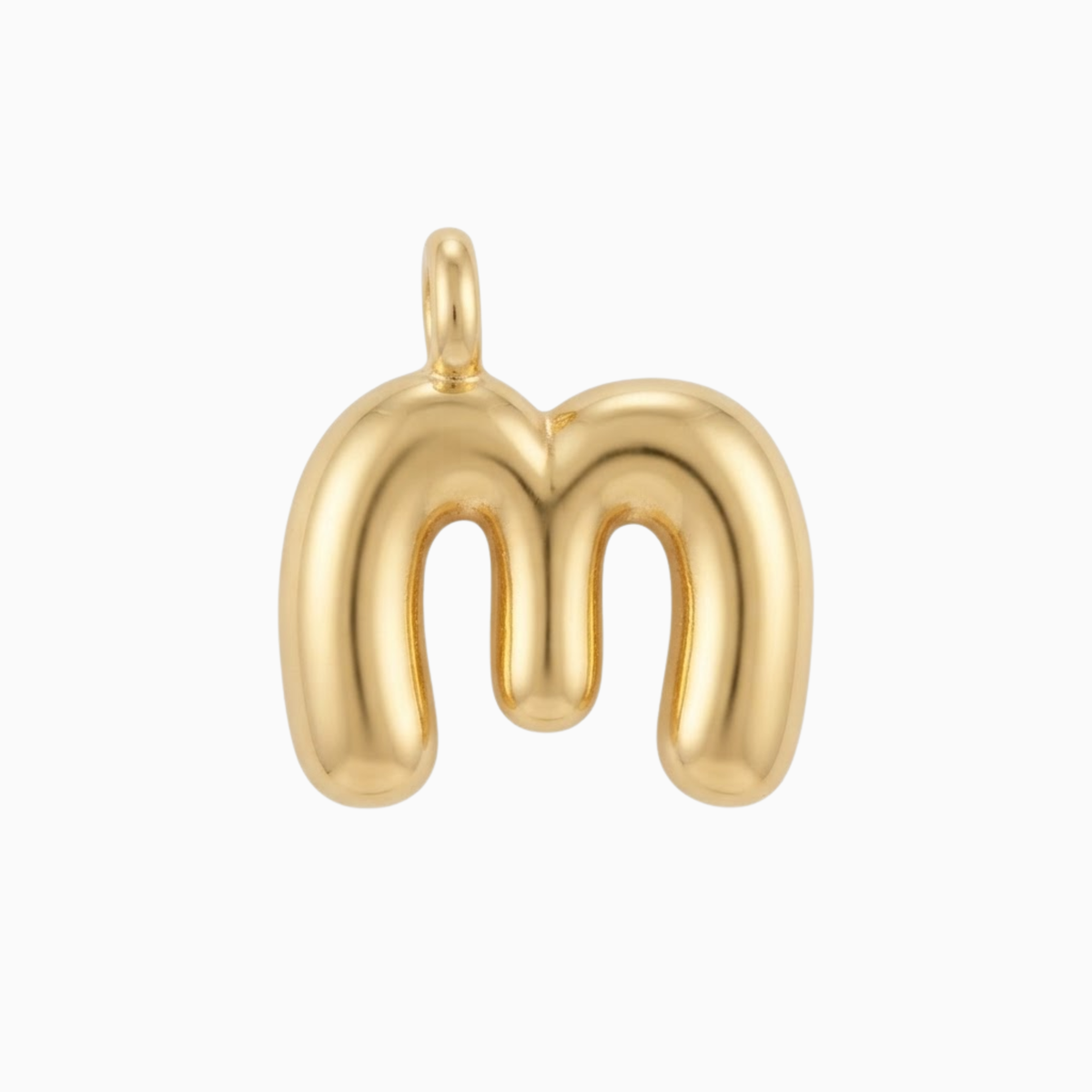 Charms - Gold Bubble Letter M Pendant