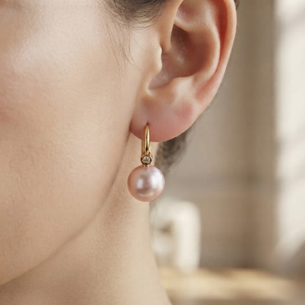 Rosé Champagne Pearl Earrings