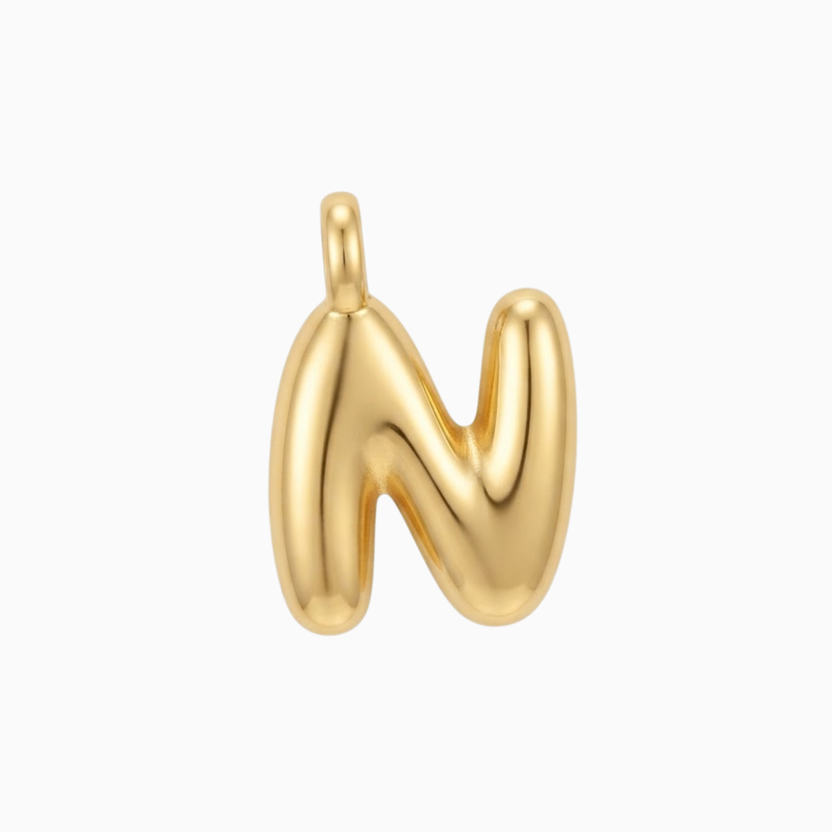 Charms - Gold Bubble Letter N Pendant
