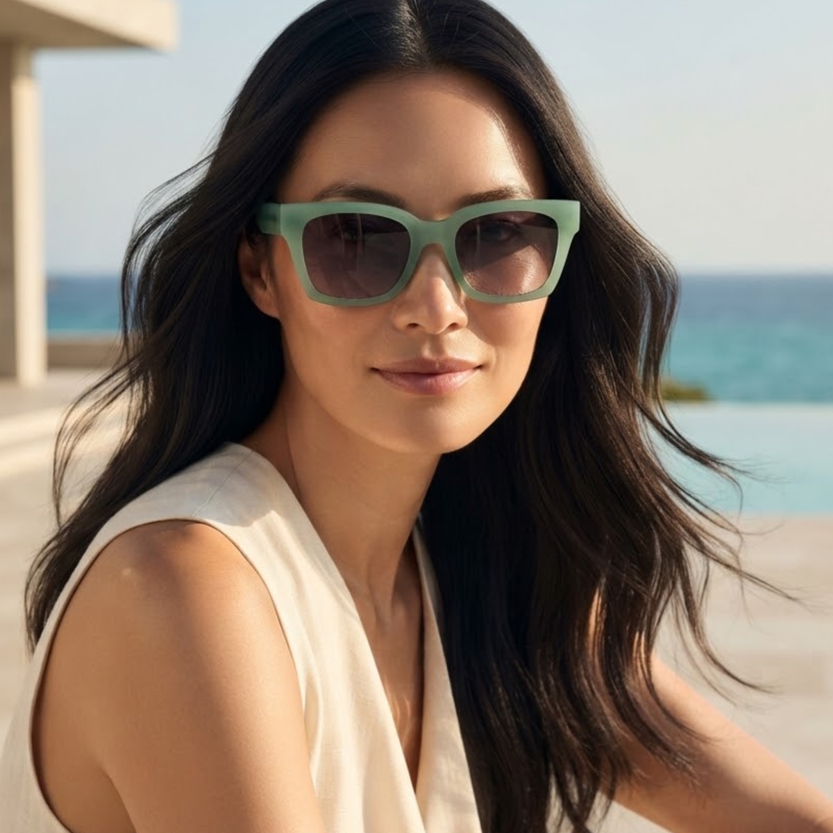 Sedona Oversized Square Cat-Eye Polarized Sunglasses