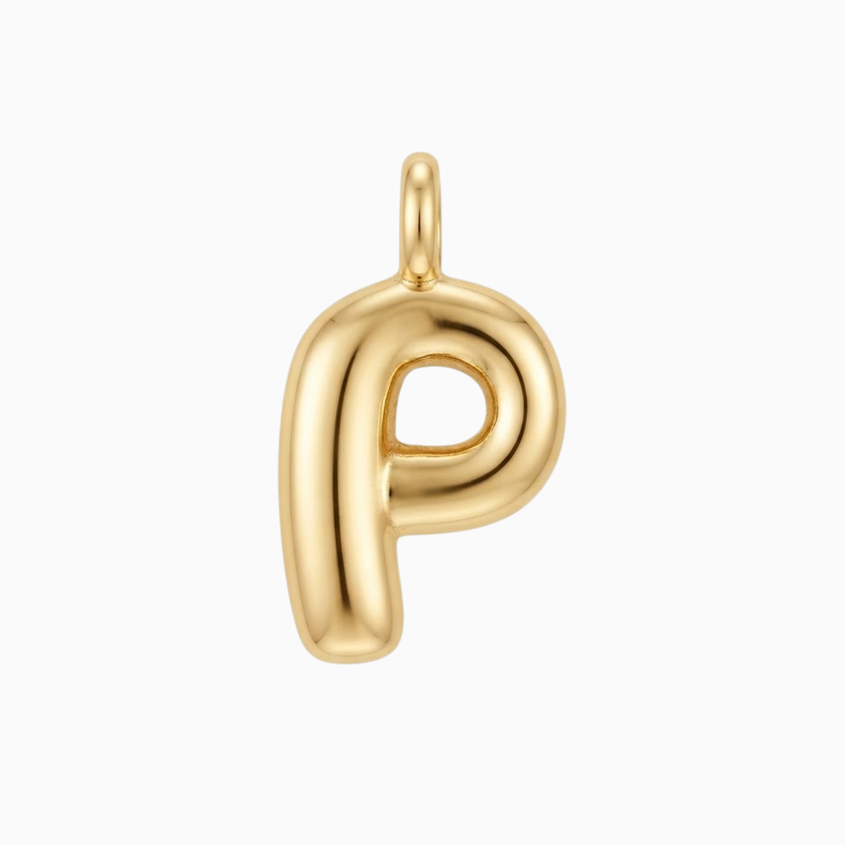 Breloques - Pendentif lettre P bulle dorée