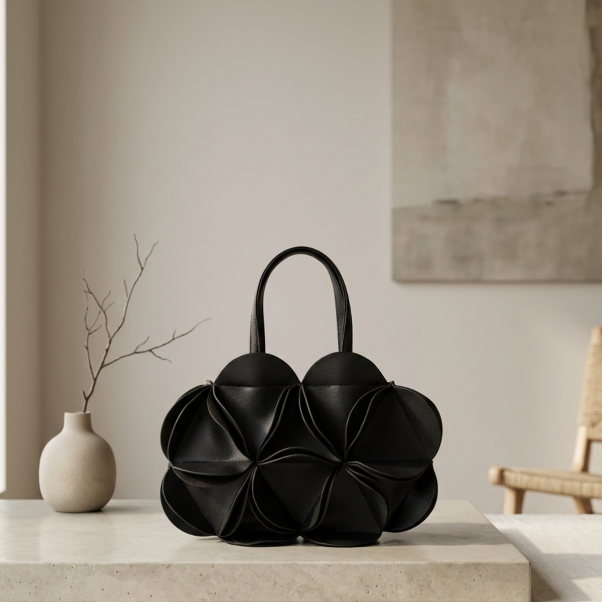 Sac à main fleur en cuir véritable Rosethorne