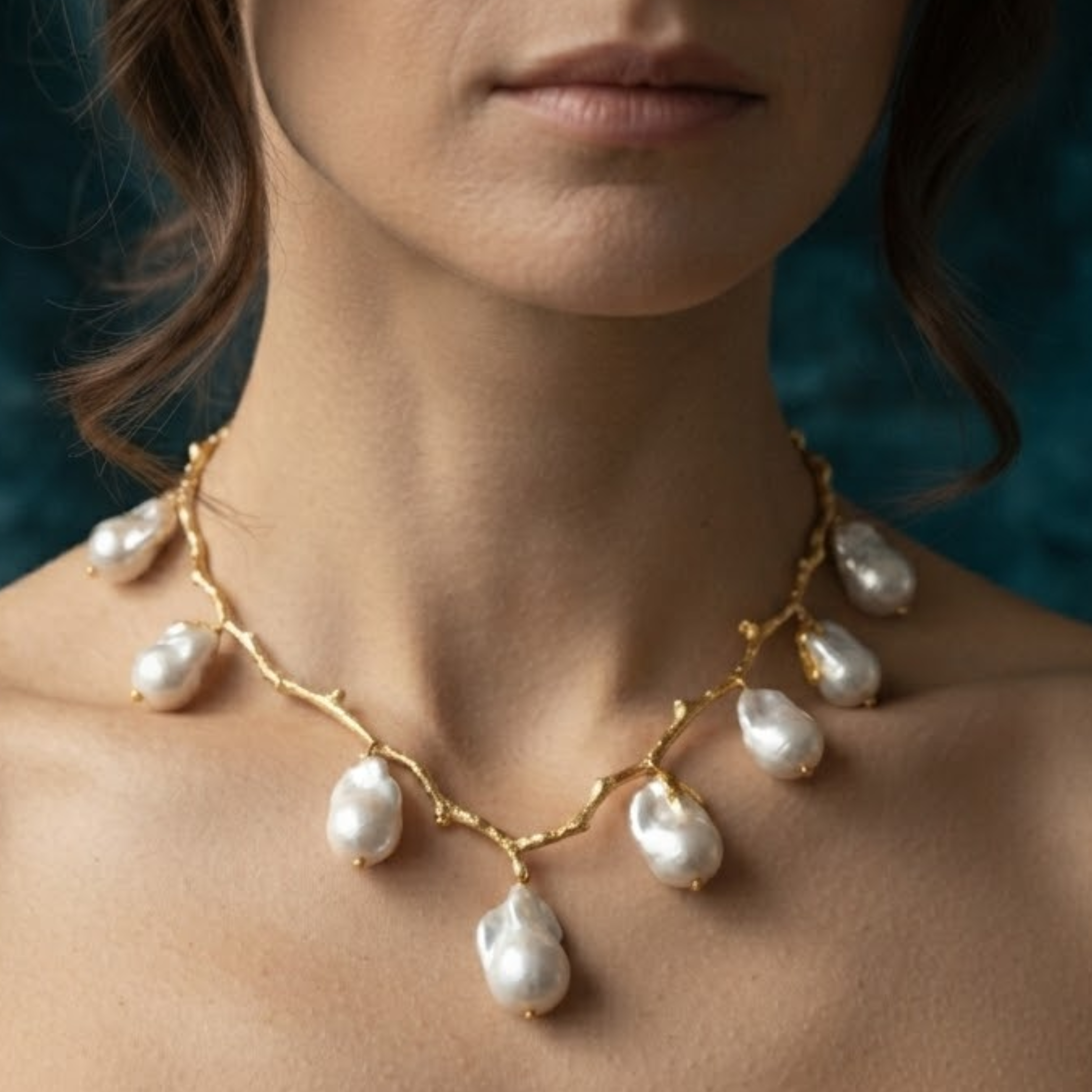 Collana Asteria con maglie e perle a conchiglia marina