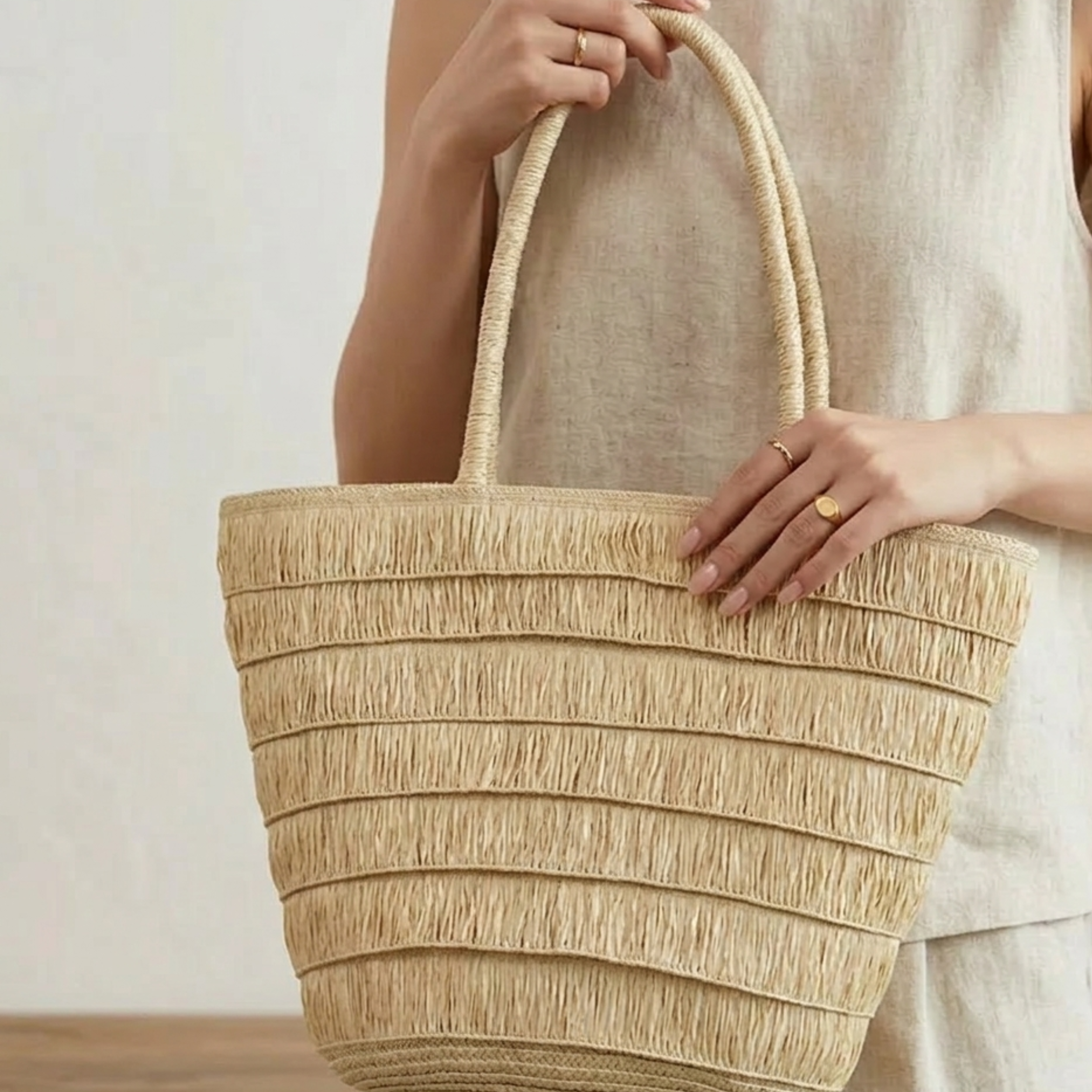 Aesthetic Summer Woven Tote Shoulder Bag – Sustainable Bag