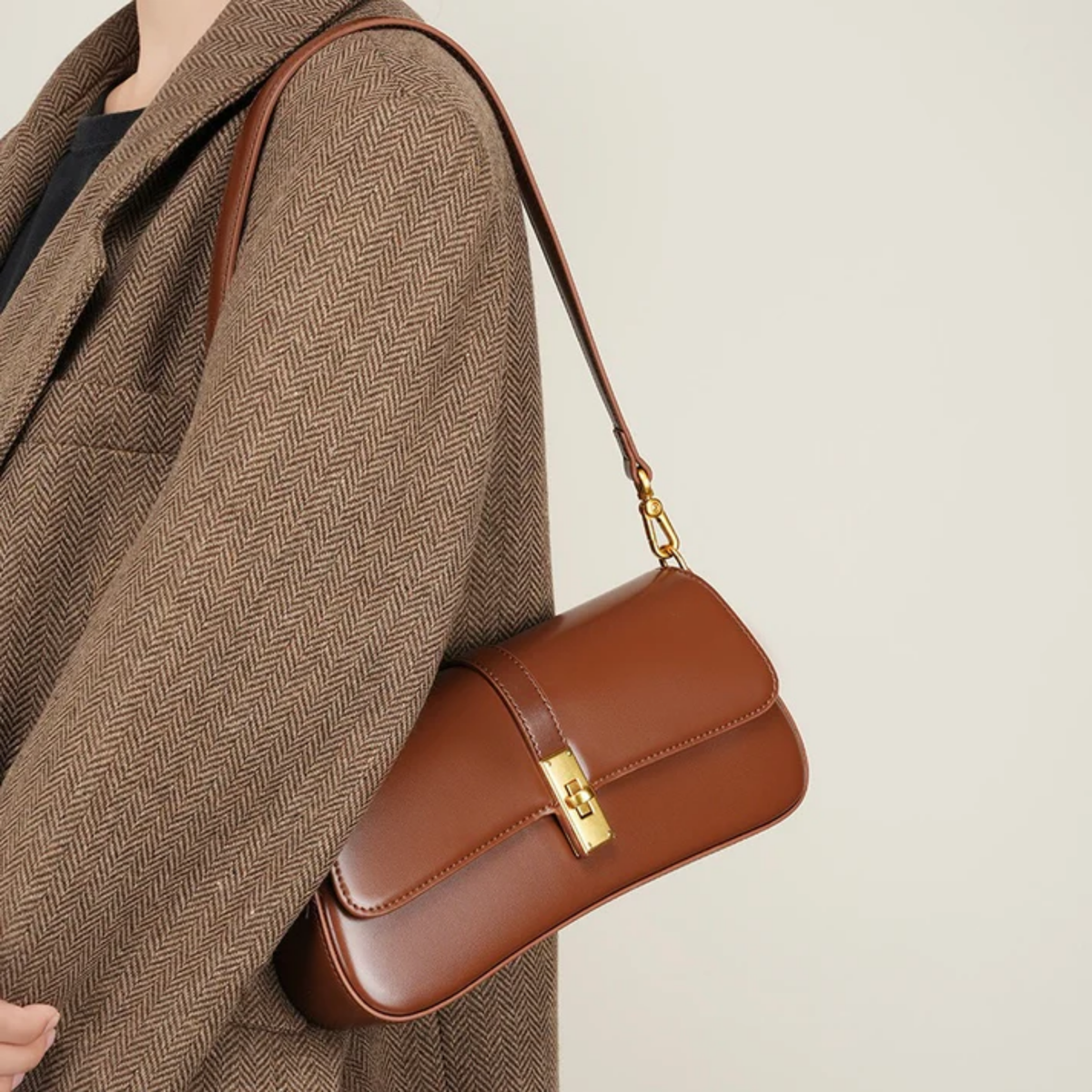 Borsa a tracolla e spalla vintage in vera pelle Kaelune