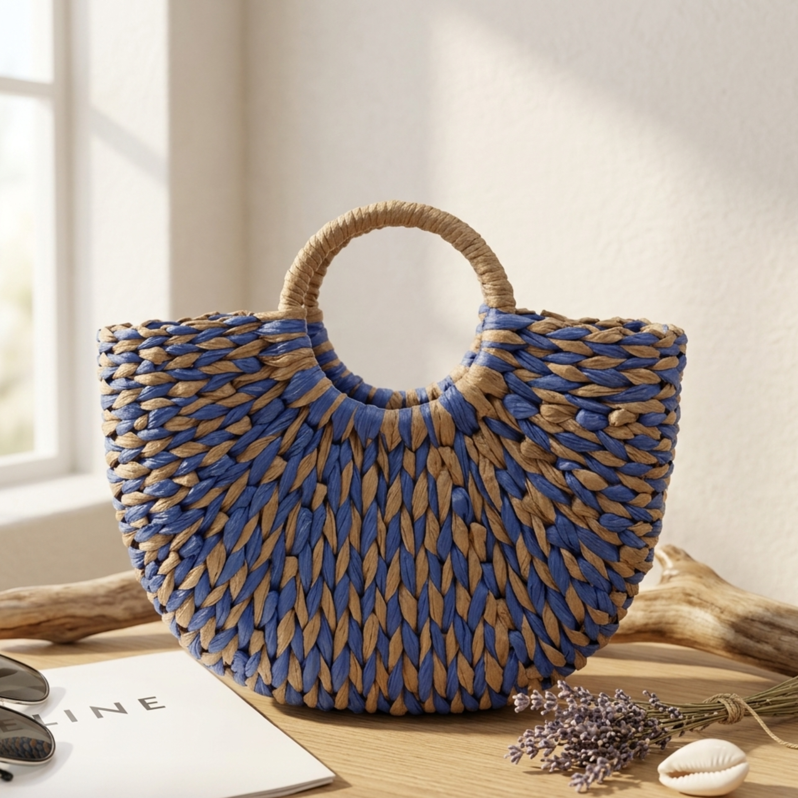 Bohemian Half-Round Woven Handbag - Sustainable Bag