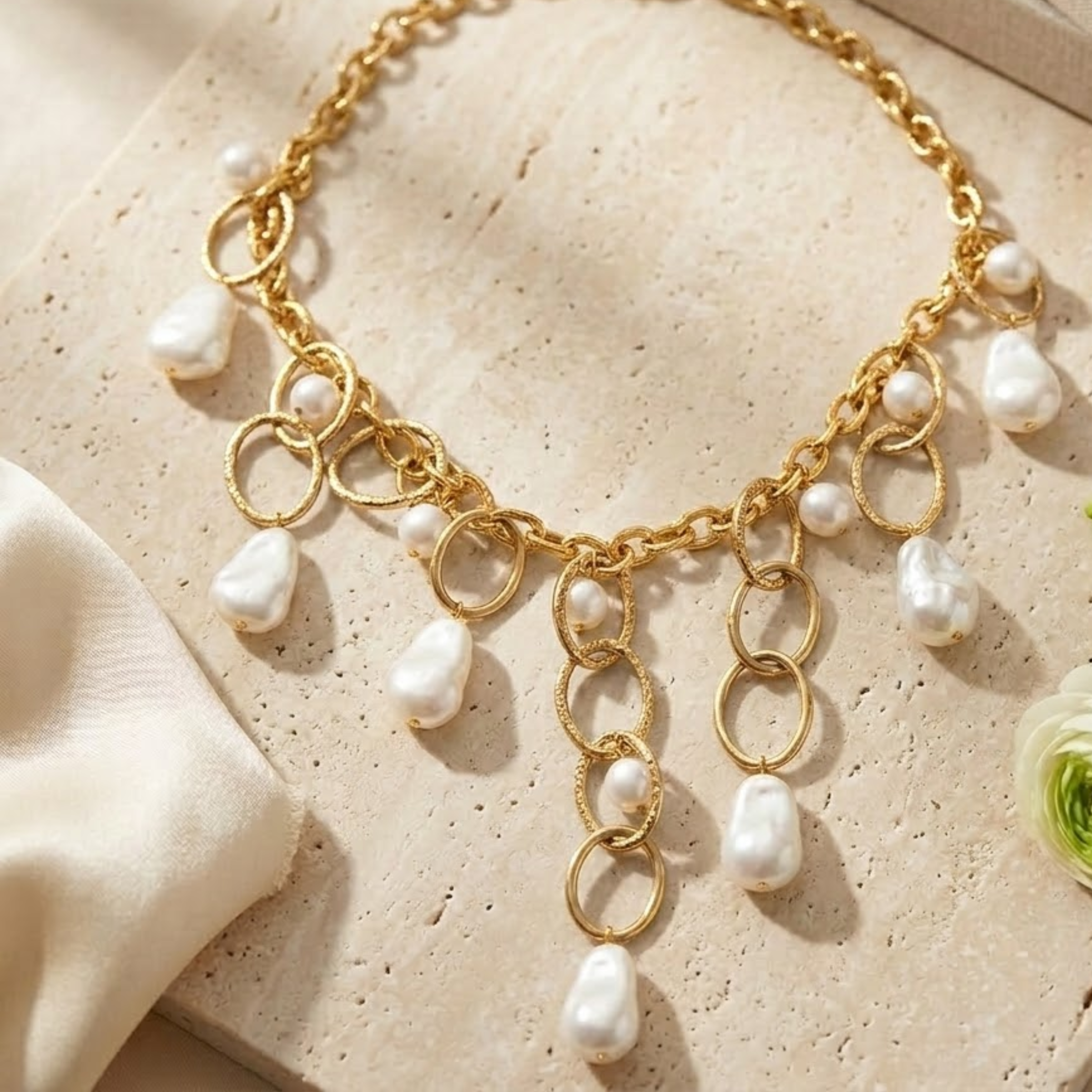 Selene Baroque Pearl Chain Necklace