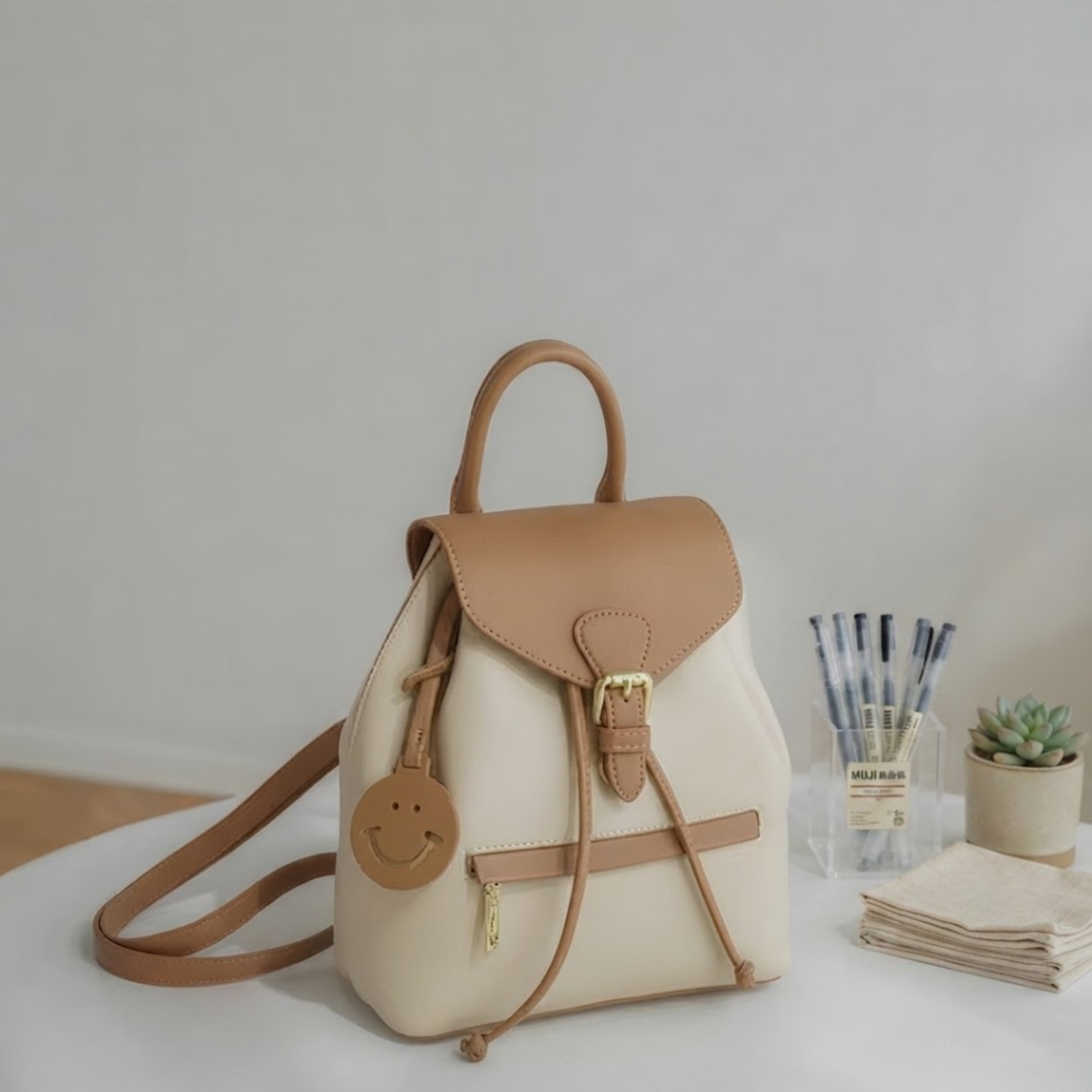 Sac à dos en cuir bicolore Annie Sunny Smile