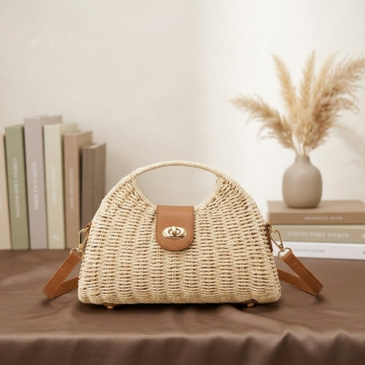 Chic Straw Woven Crossbody Shoulder Bag – Sustainable Bag