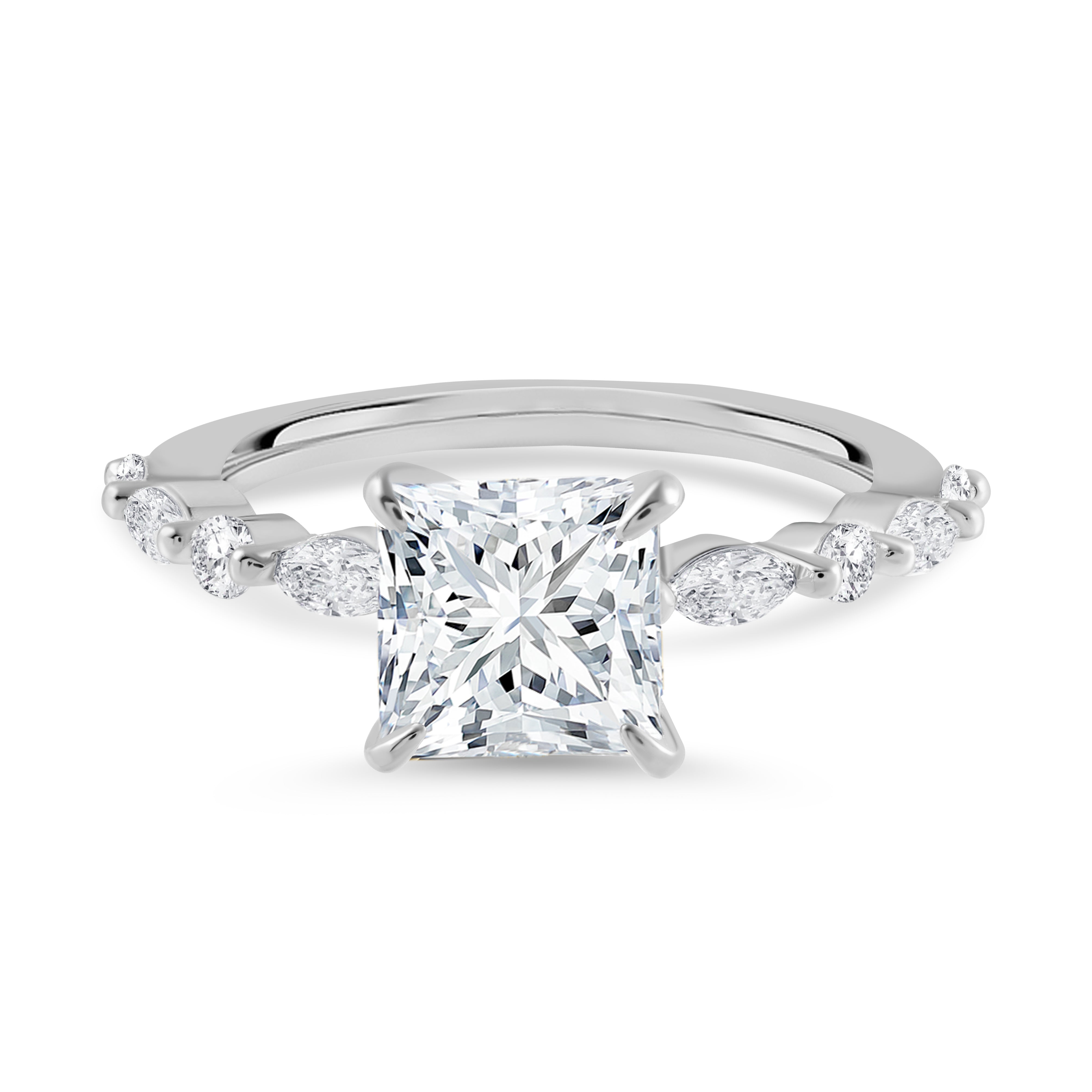 Everlasting Grace Moissanite Engagement Sterling Silver Ring