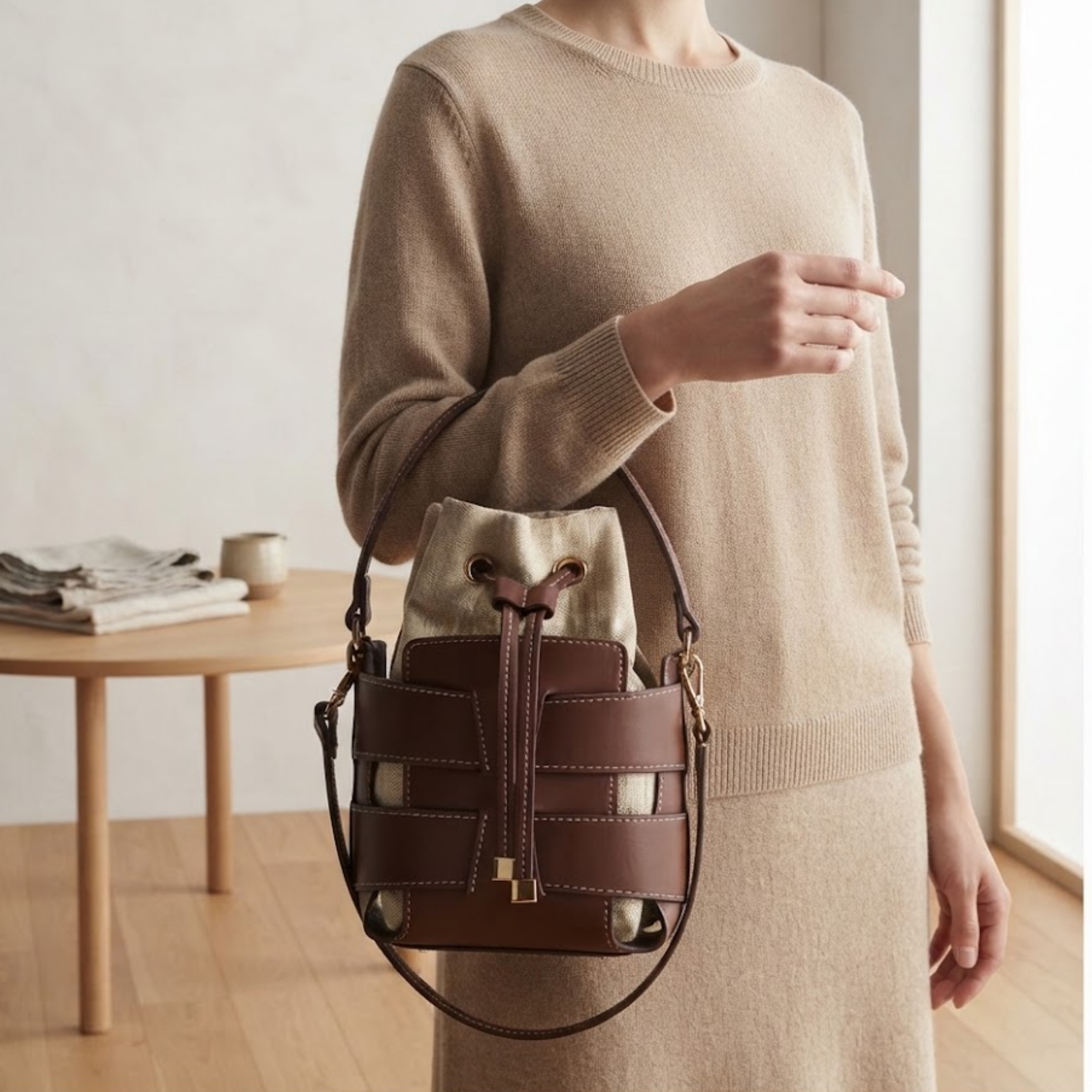 Borsa a secchiello a tracolla elegante Zelora
