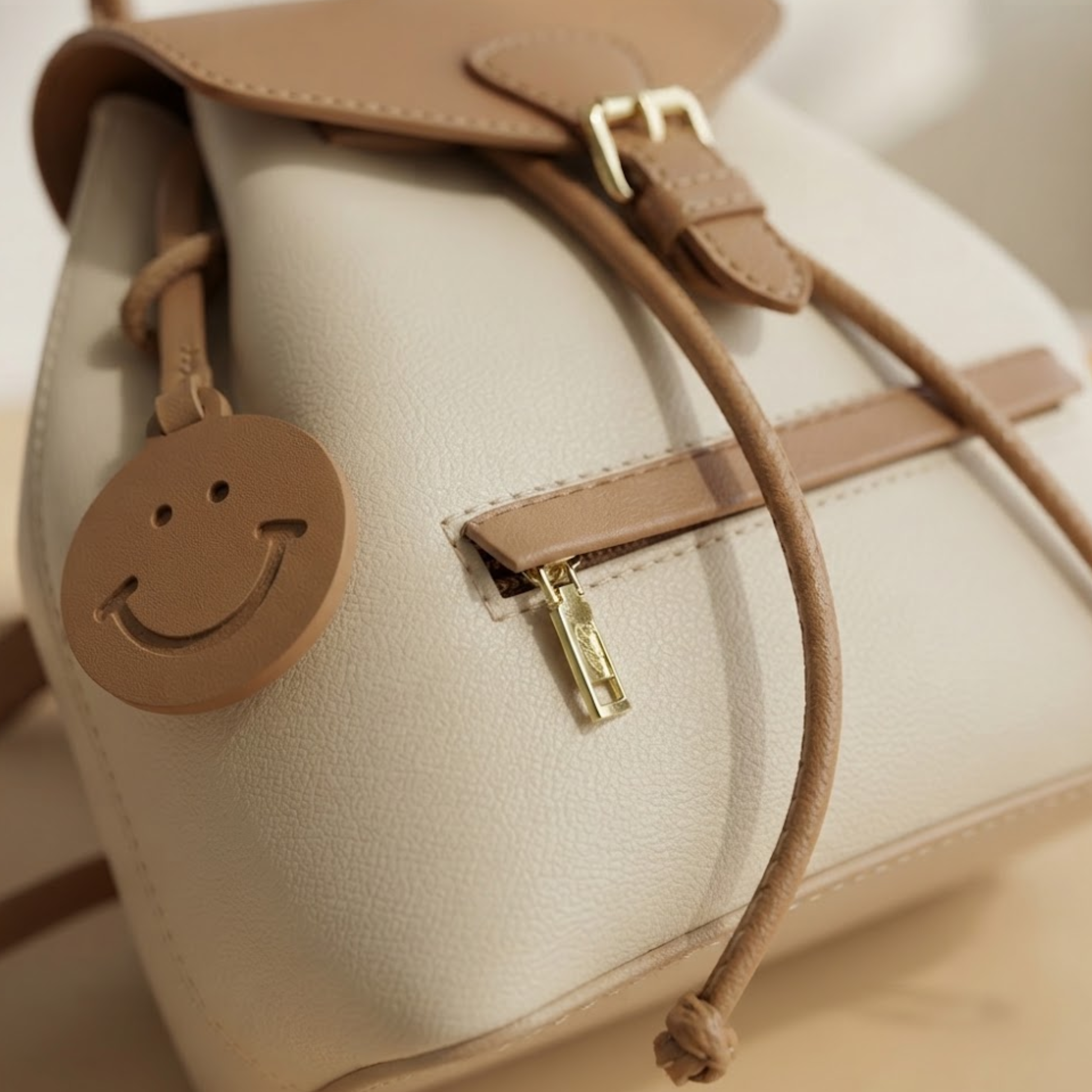 Sac à dos en cuir bicolore Annie Sunny Smile