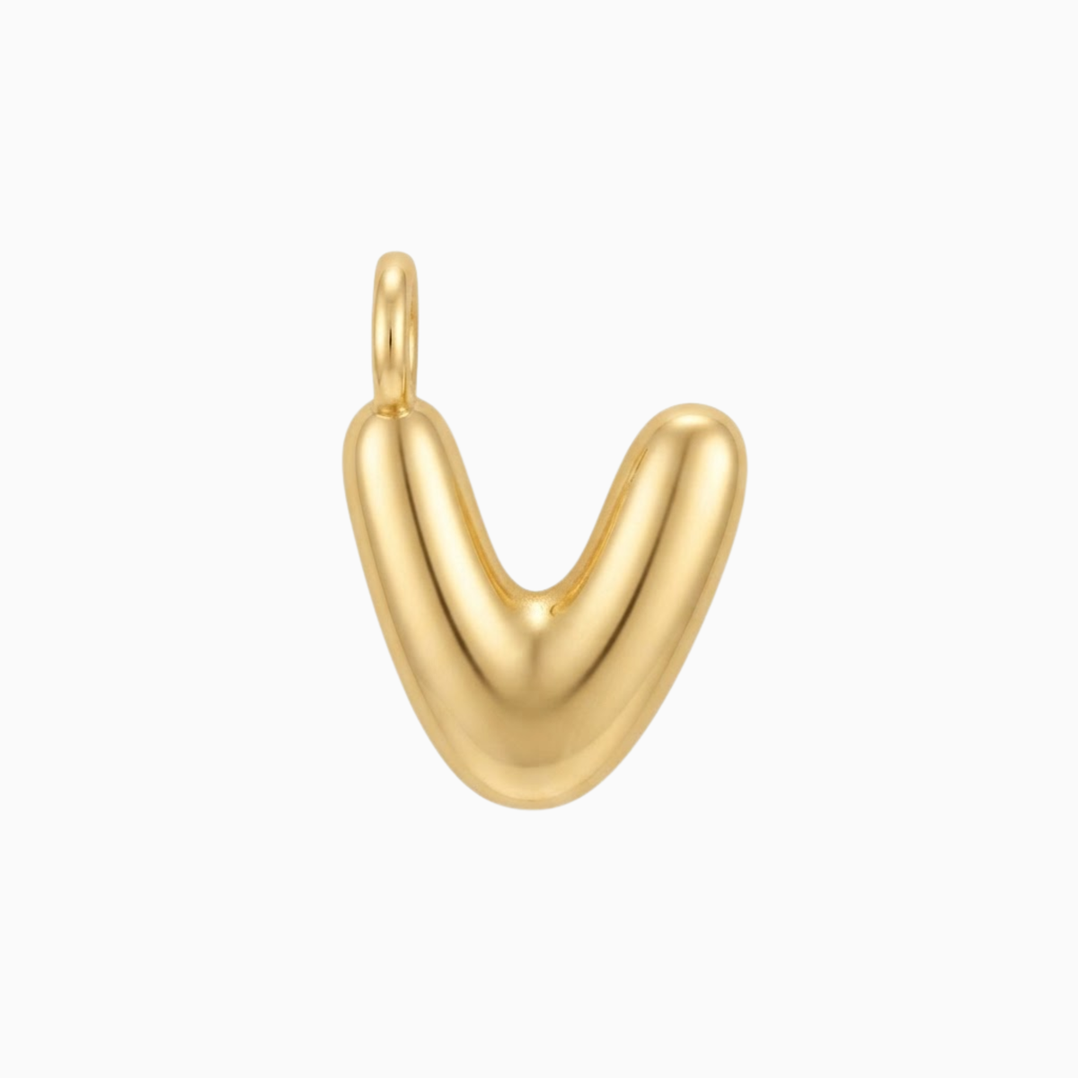 Charms - Gold Bubble Letter V Pendant
