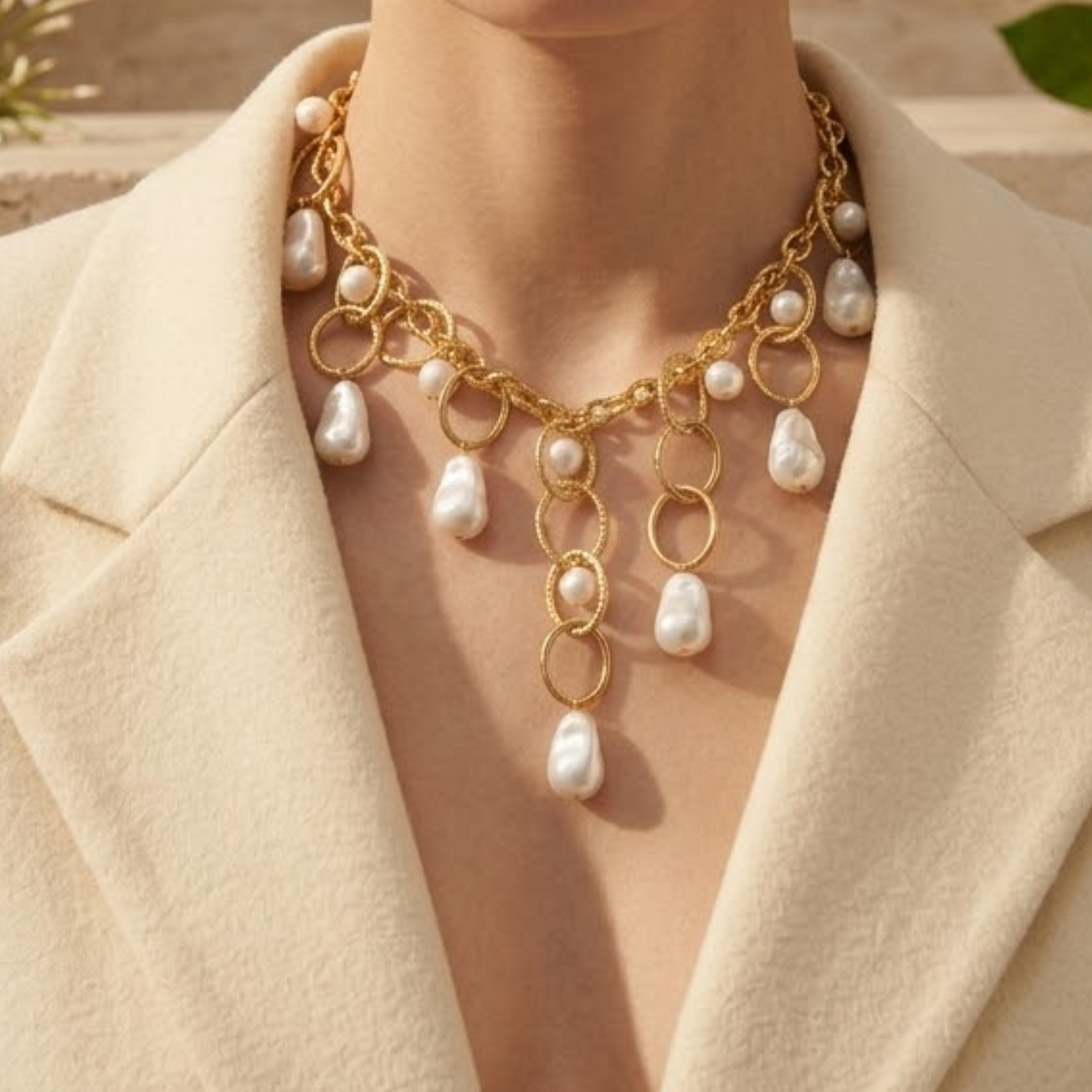 Selene Baroque Pearl Chain Necklace