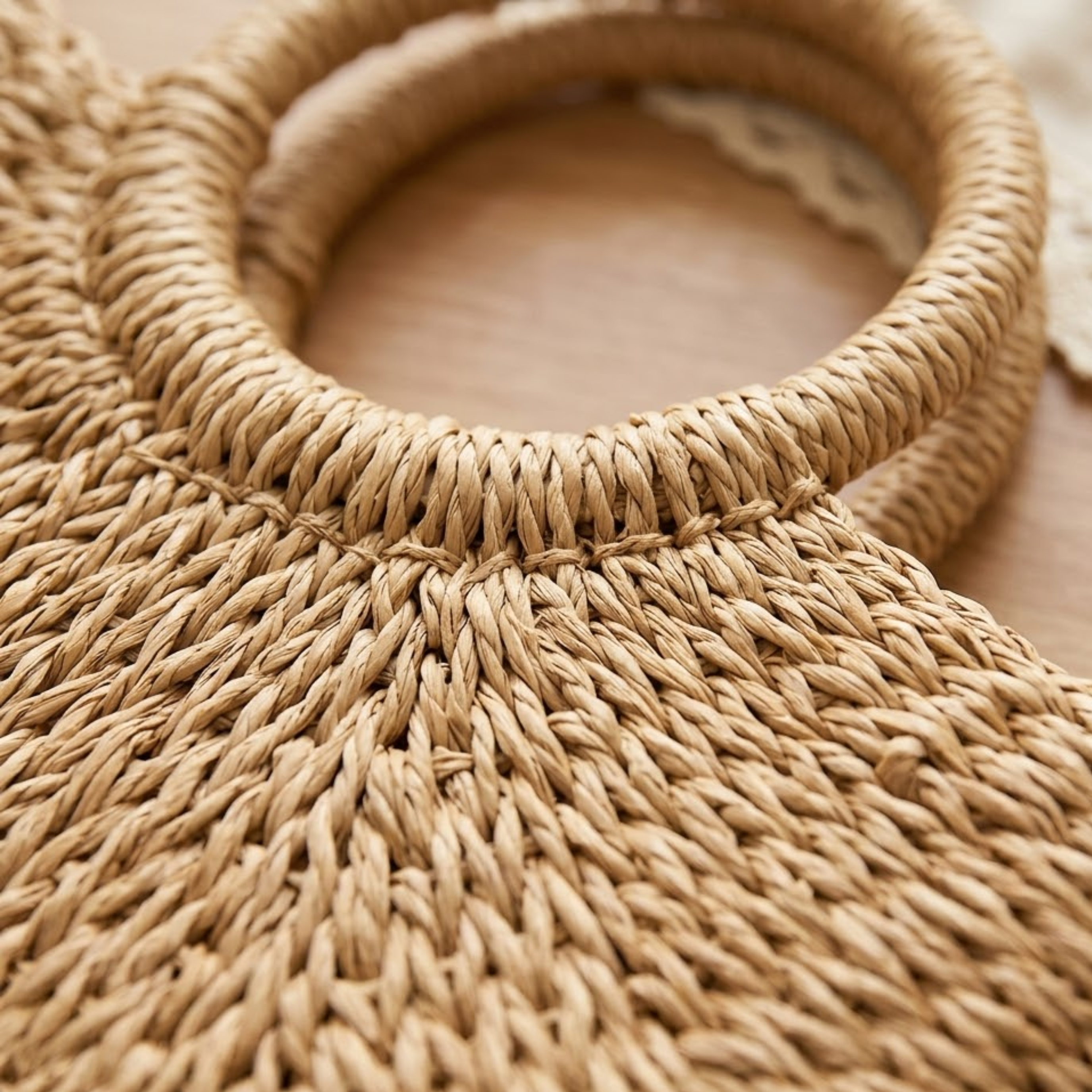 Moon-Shaped Handmade Straw Beach Tote – Sustainable Bag