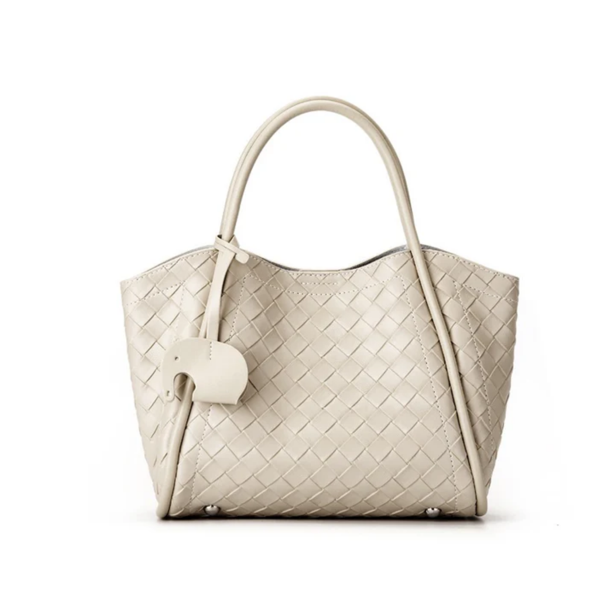 Calystria Genuine Leather Woven Large Tote Crossbody Basket Bag
