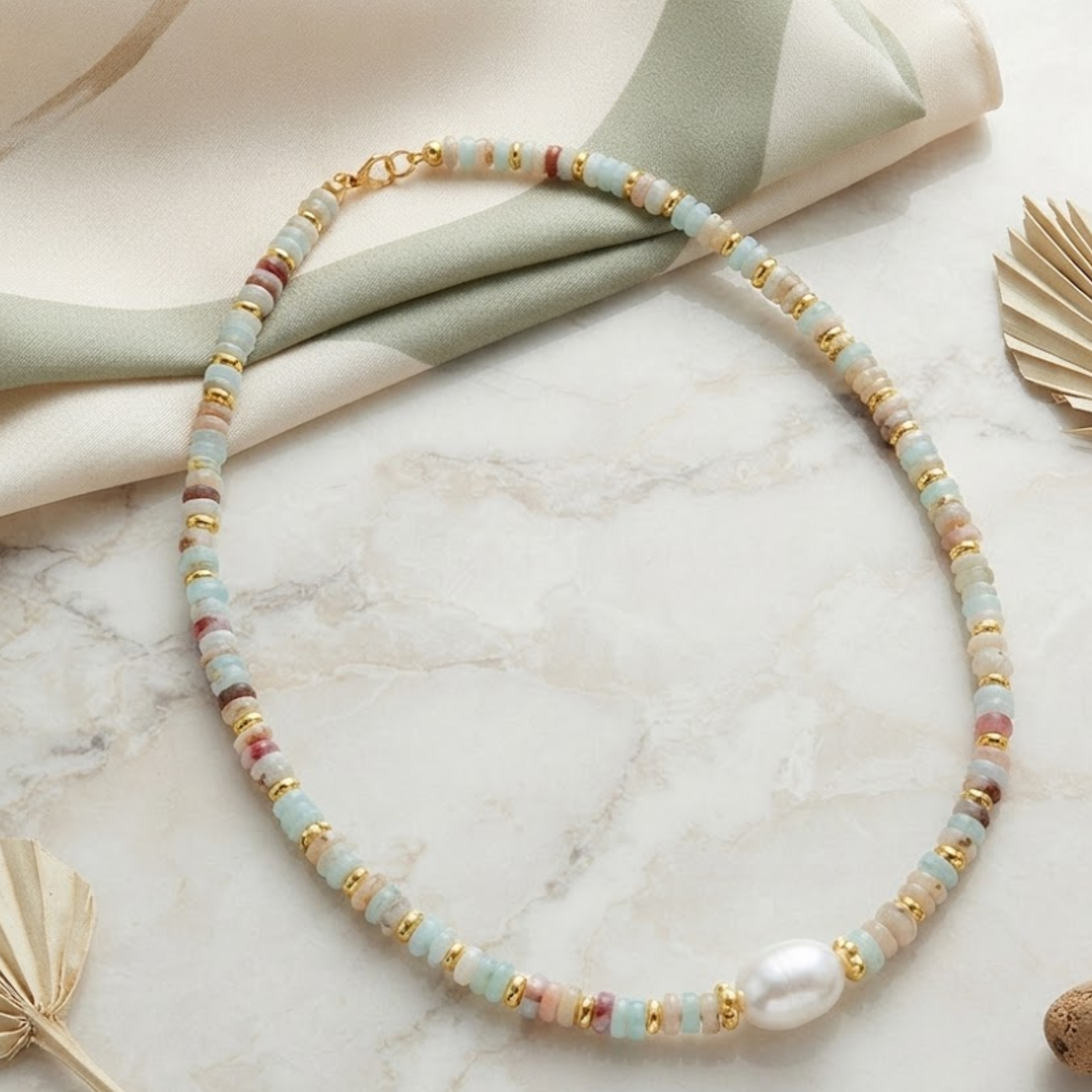Zebbia Natural Stone Chain Necklace