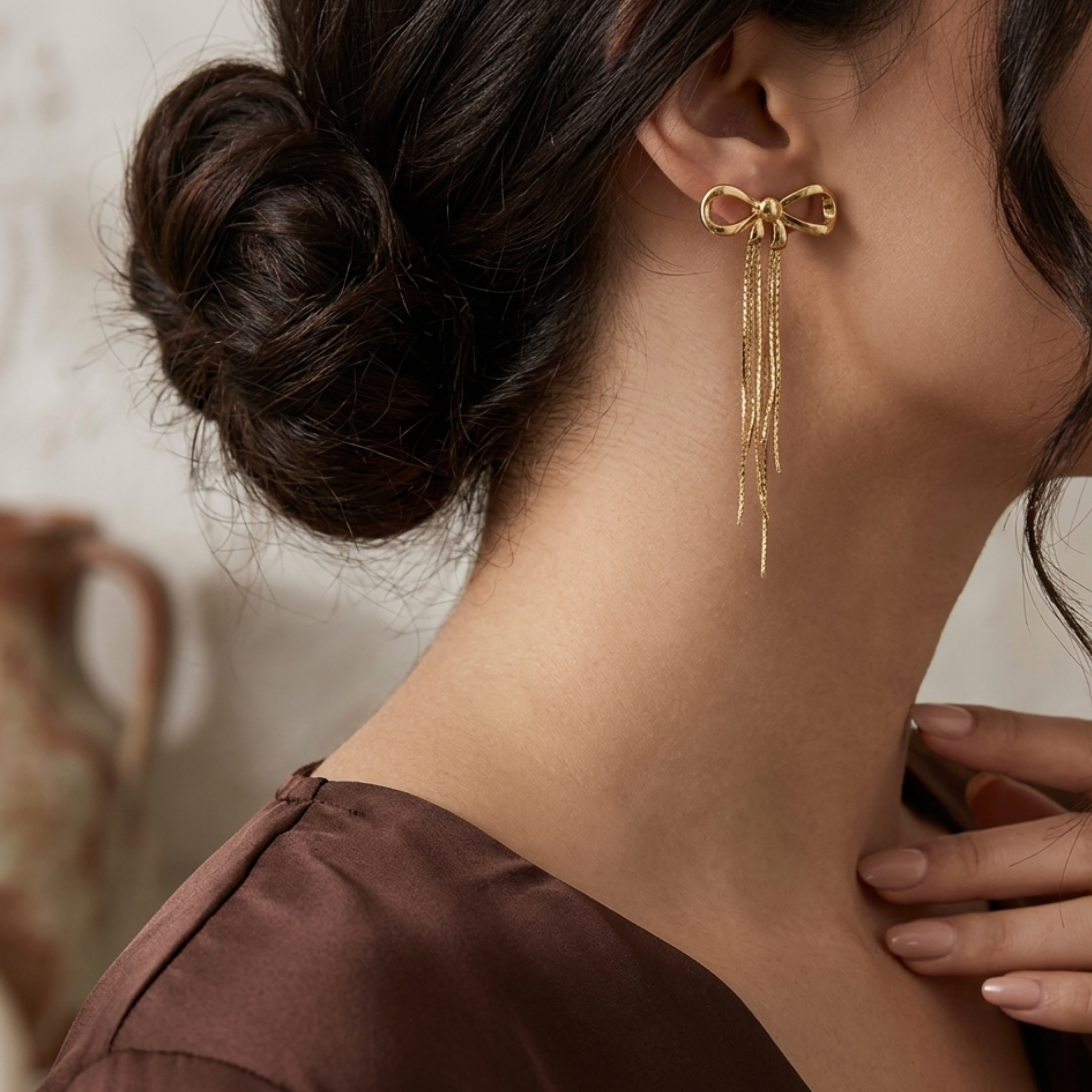 Ruvora Bow & Tassel Charm Earrings