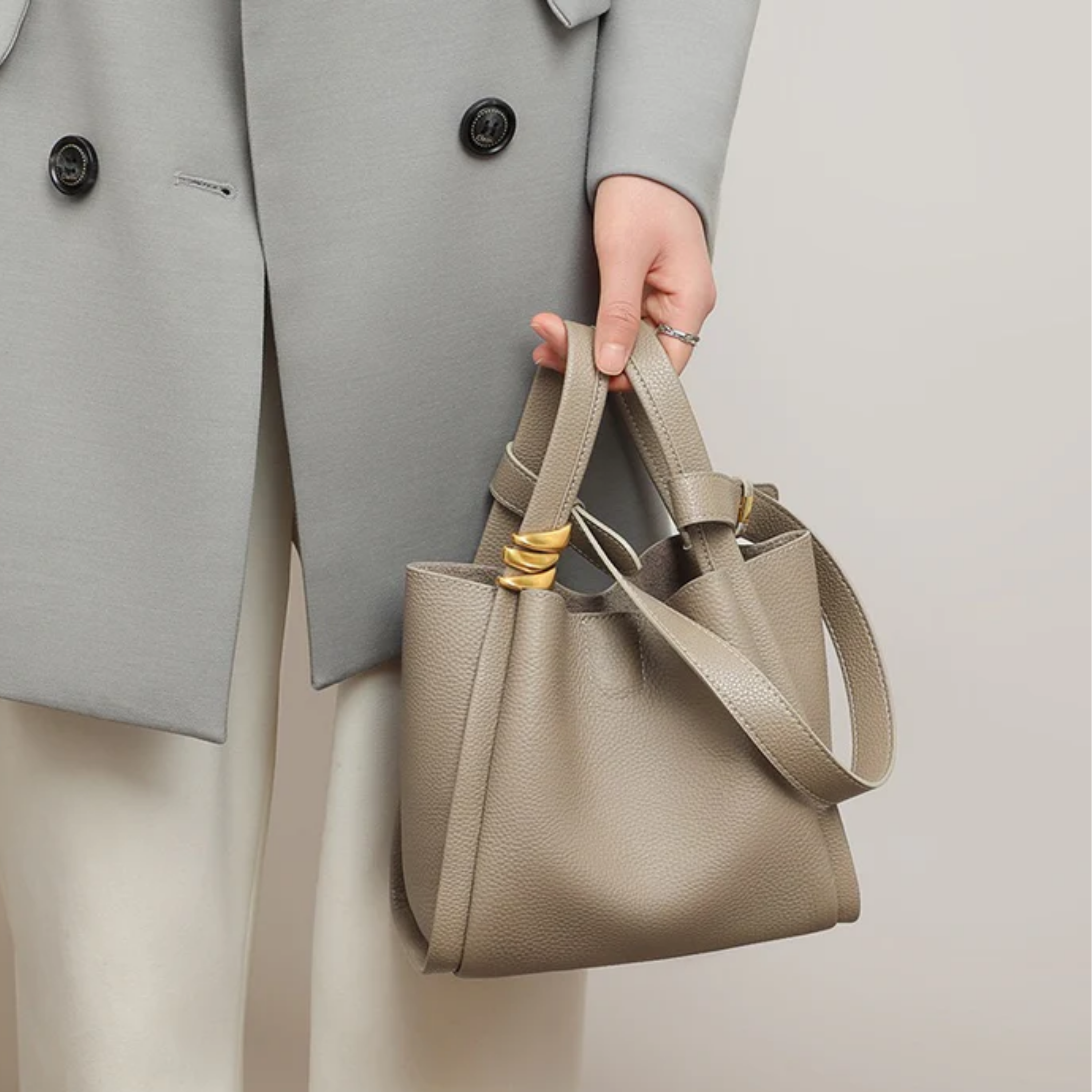 Nyra Genuine Leather Crossbody Bucket Bag