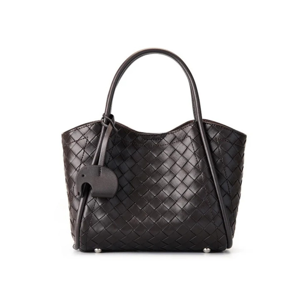 Calystria Genuine Leather Woven Large Tote Crossbody Basket Bag