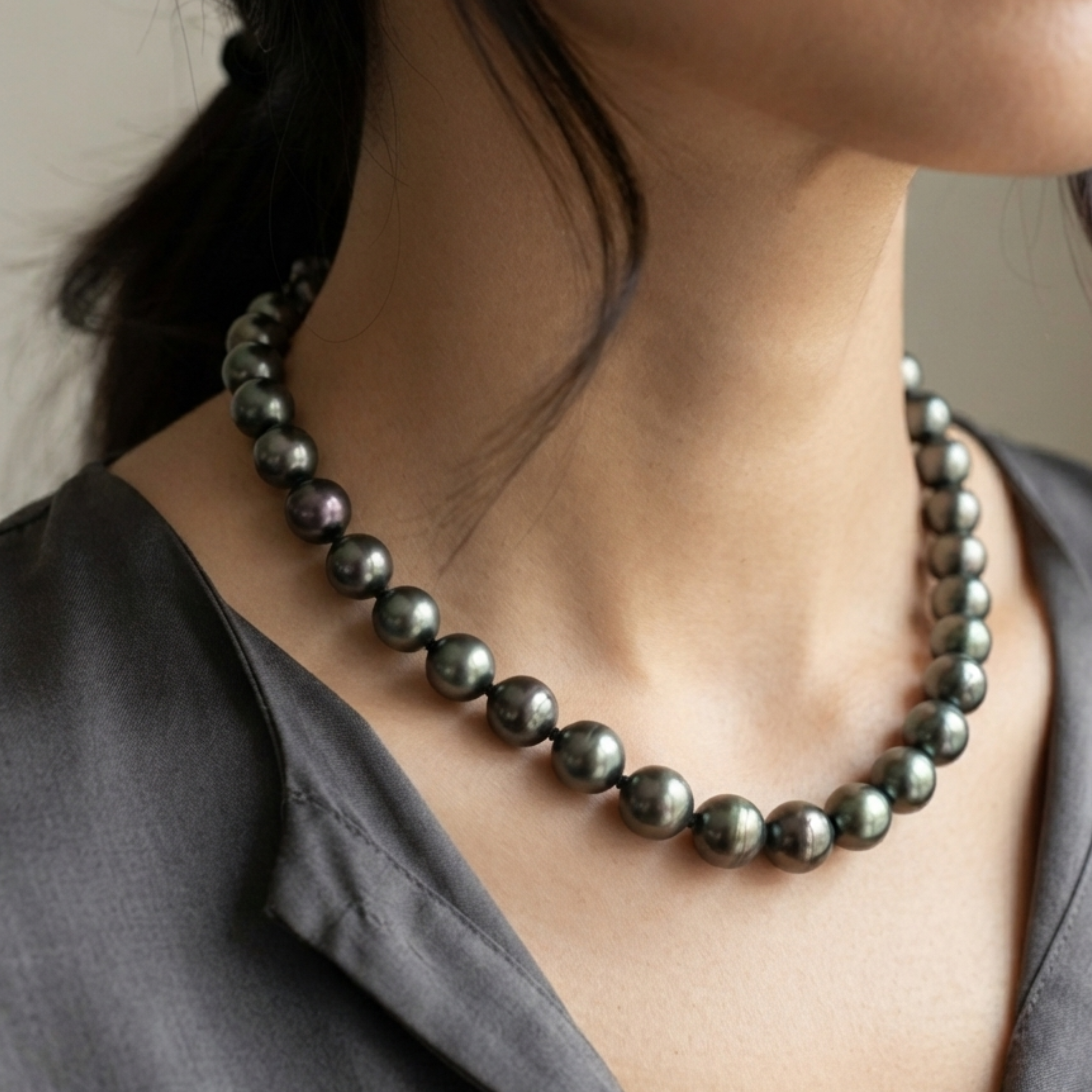 Collana di perle con conchiglia Black South Sea di Elaris