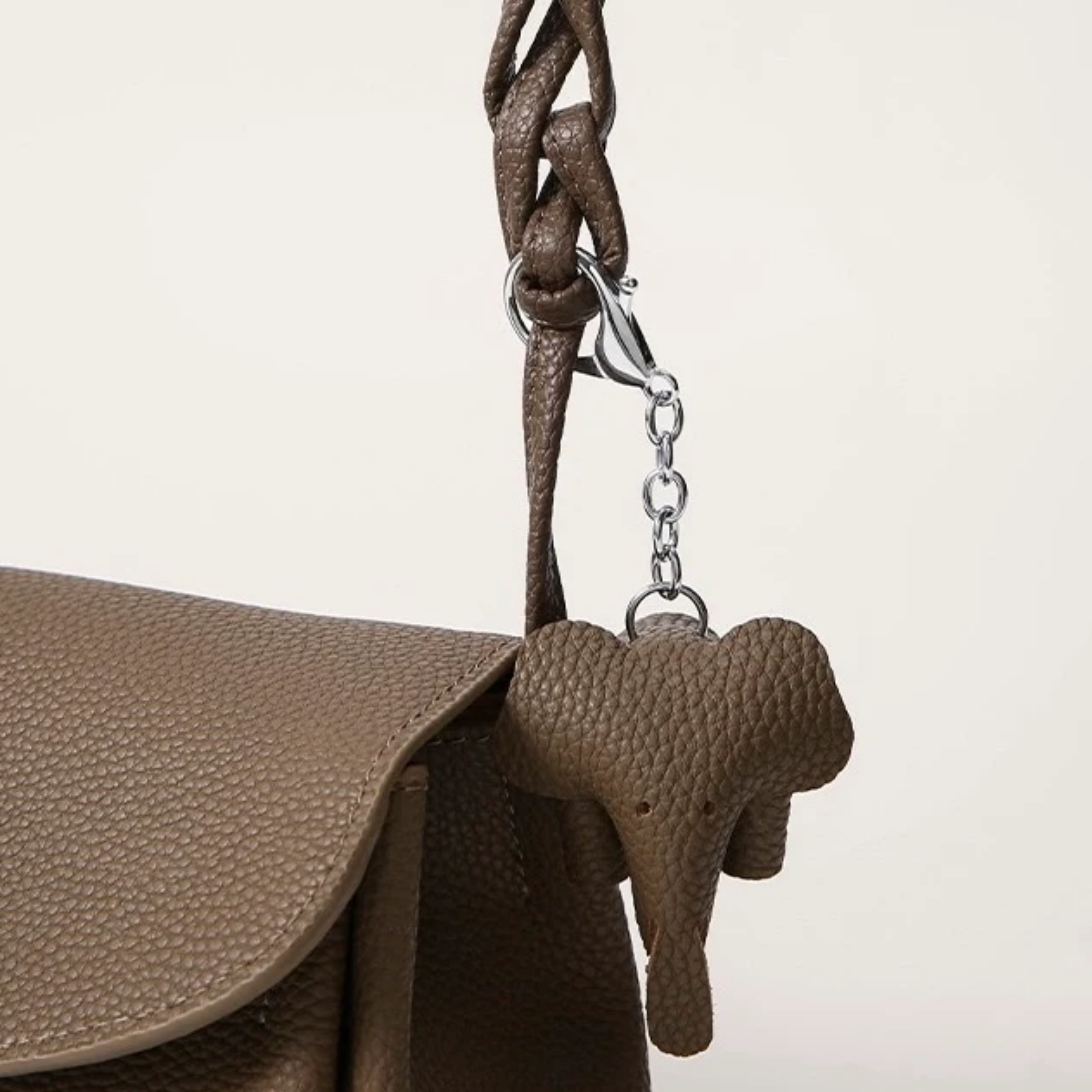 Vaelisse Genuine Leather Crossbody Bag with Mini Elephant Pendant