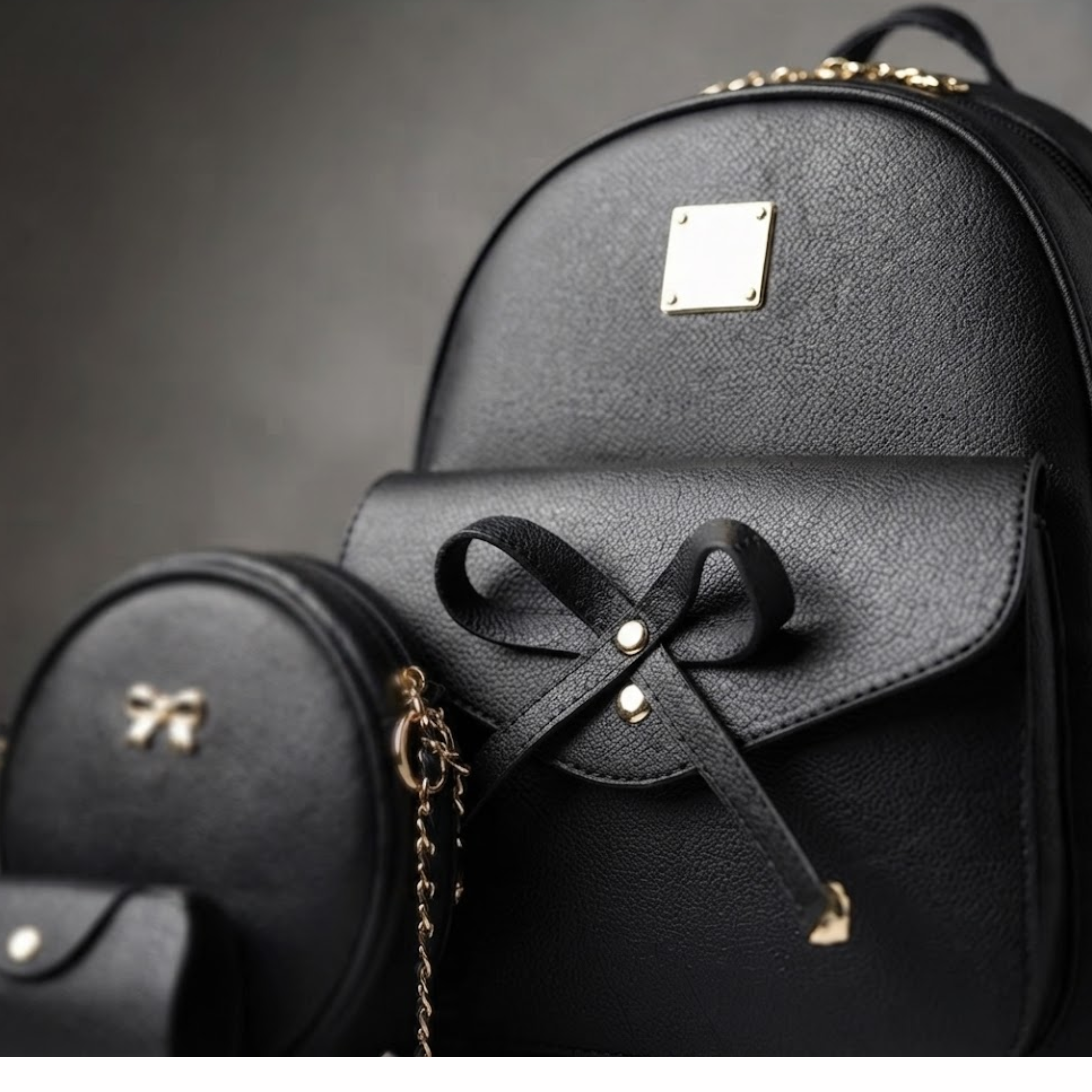 Set Jalene Chic con fiocco, composto da zaino e borsa a mano, 3 pezzi