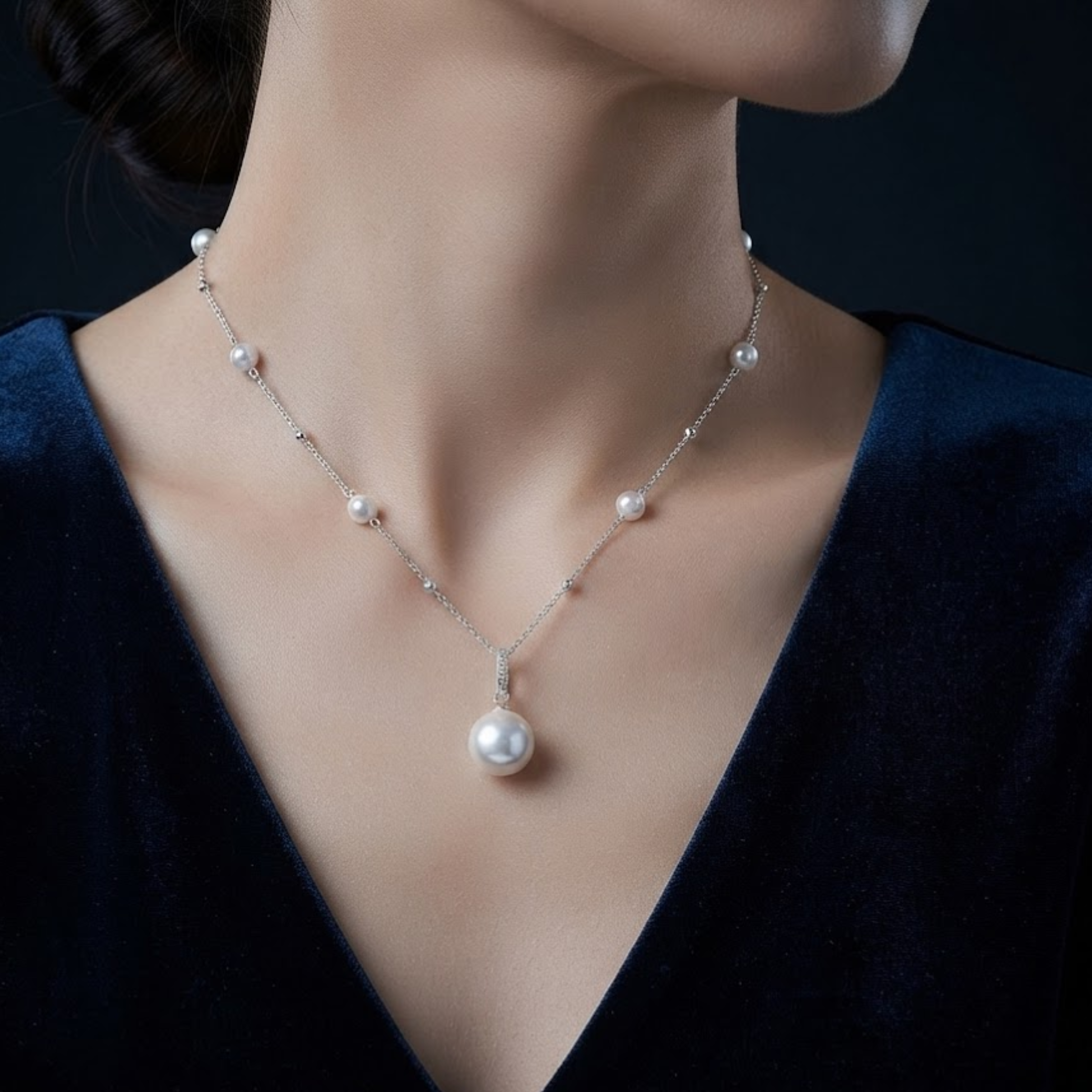Ivana Silver Pearl Necklace