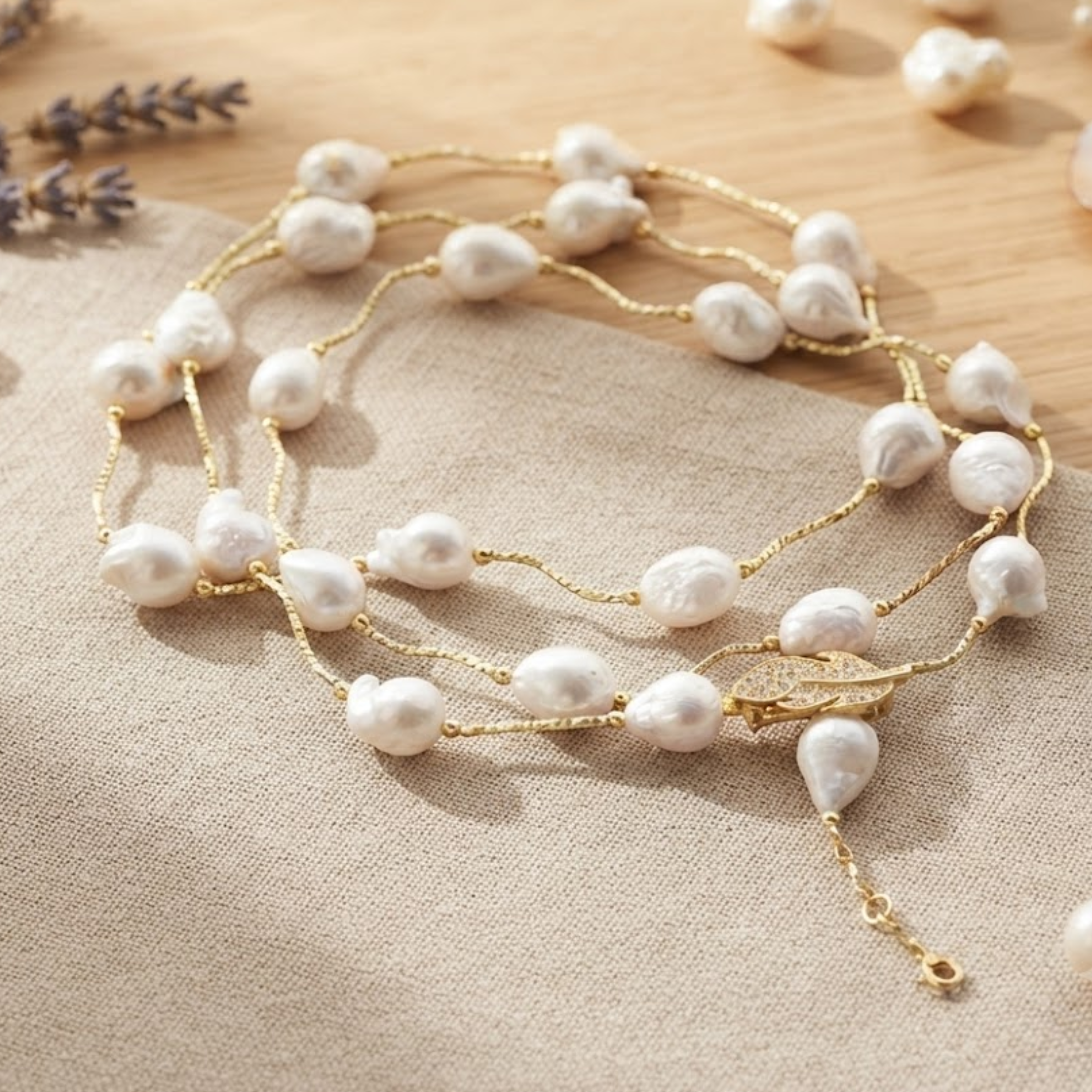 Fiorielle White Edison Keshi Pearl Necklace